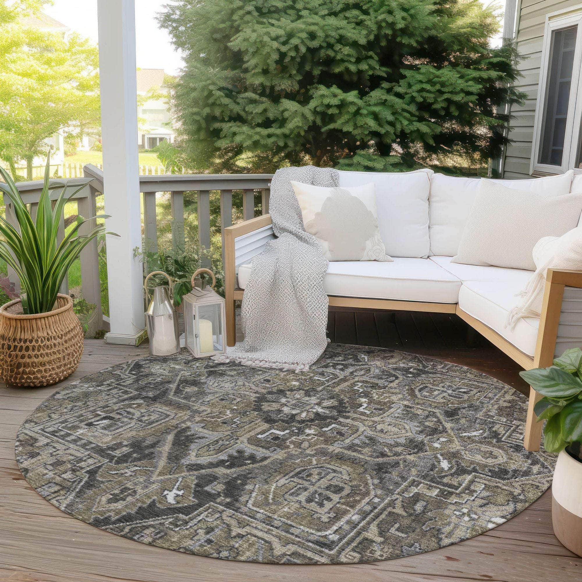 Machine Made ACN570 Taupe Brown Rugs