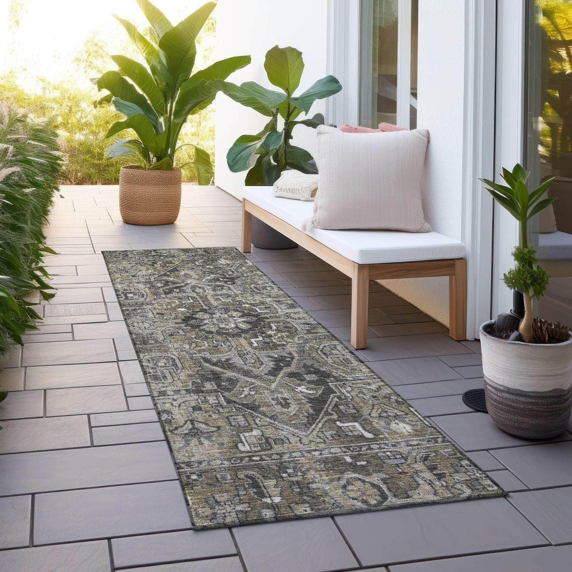 Machine Made ACN570 Taupe Brown Rugs