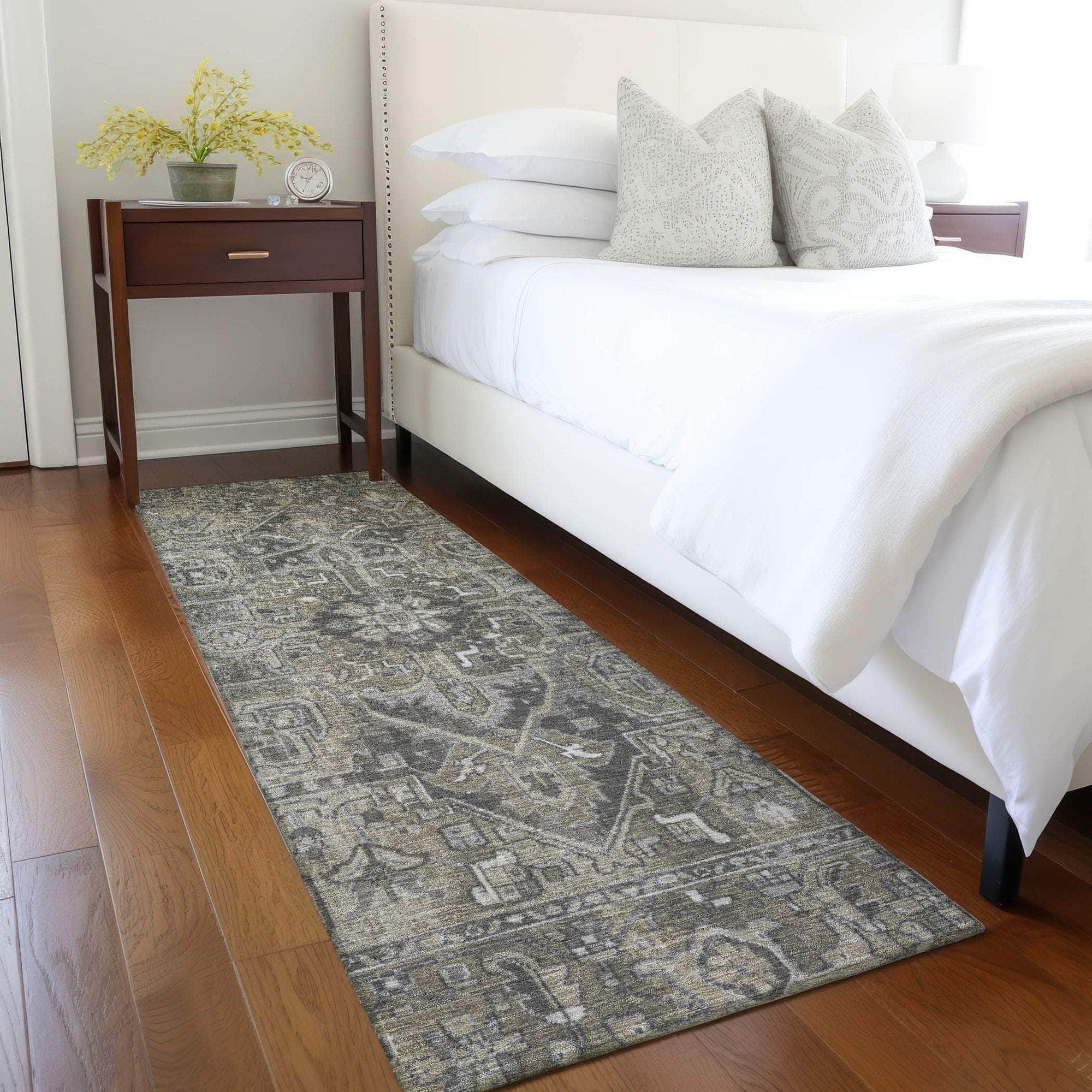Machine Made ACN570 Taupe Brown Rugs