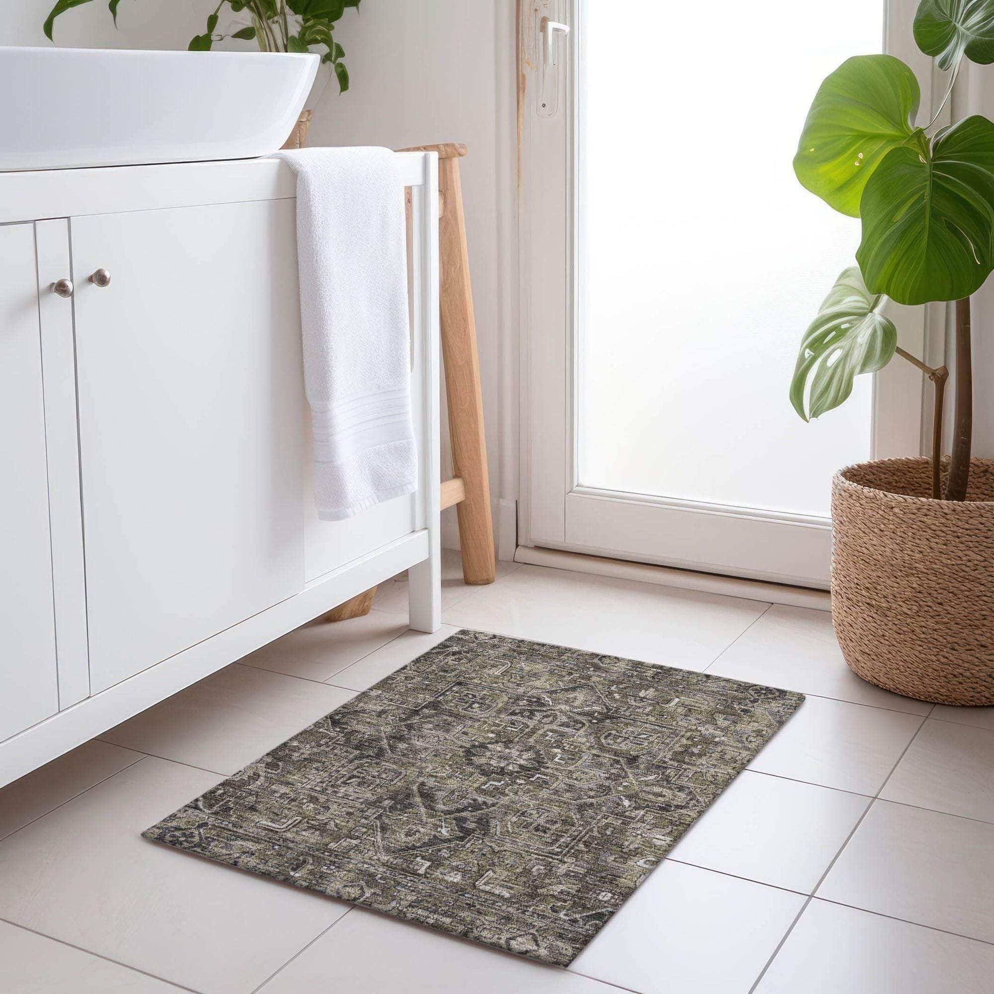 Machine Made ACN570 Taupe Brown Rugs