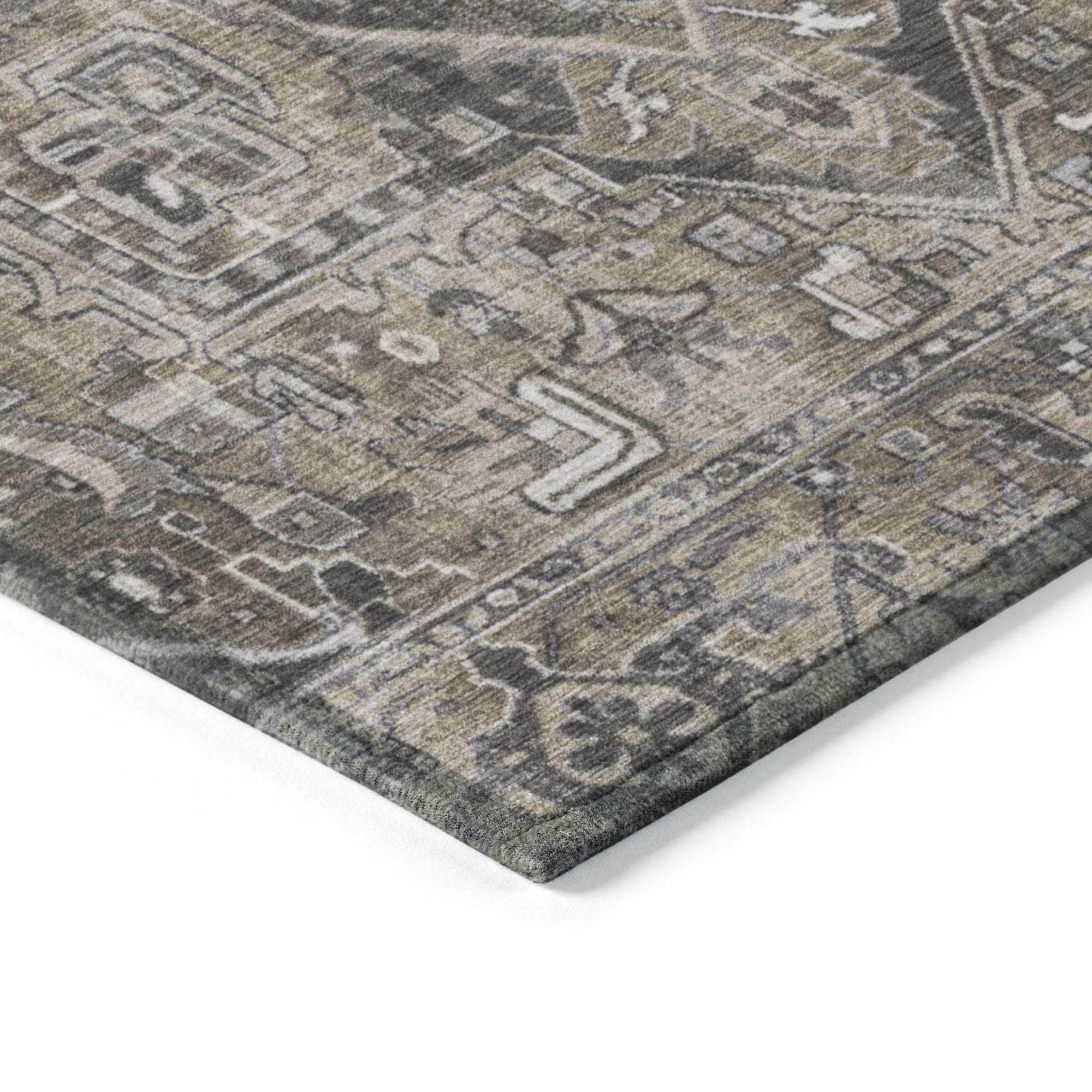 Machine Made ACN570 Taupe Brown Rugs