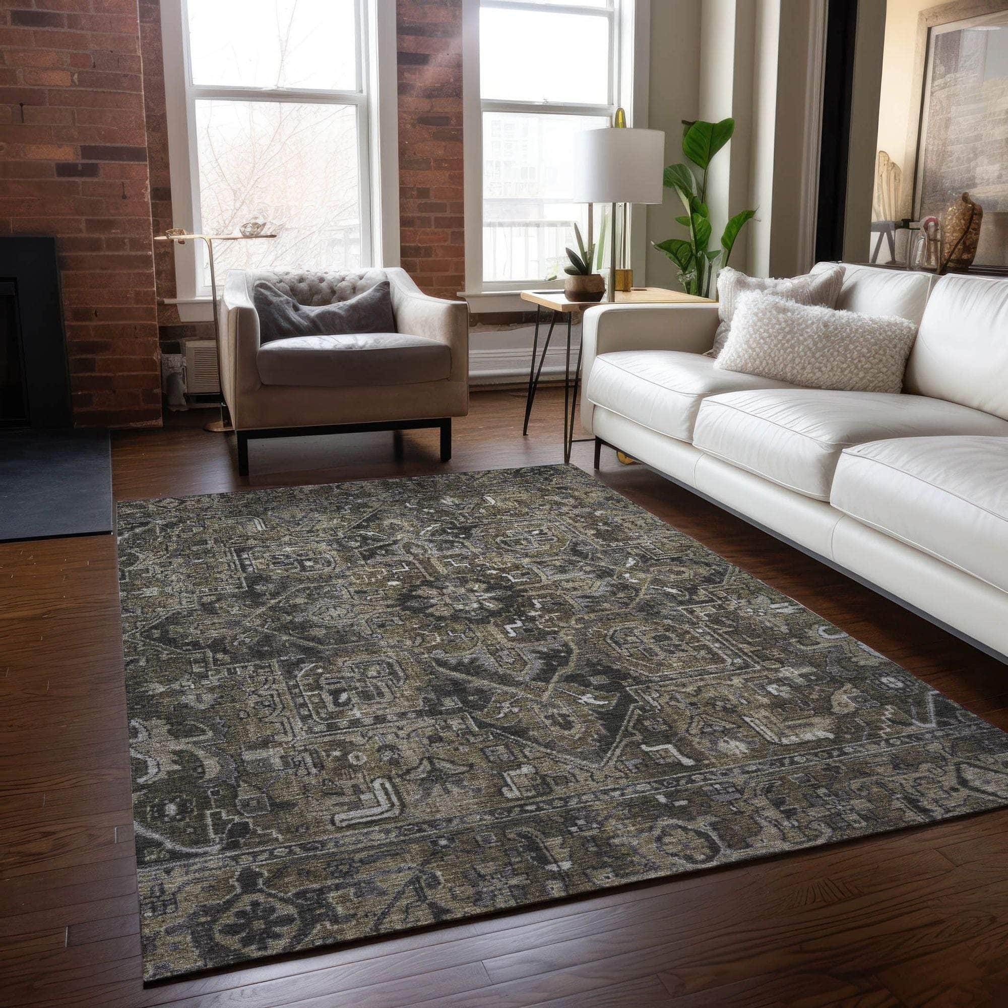 Machine Made ACN570 Taupe Brown Rugs