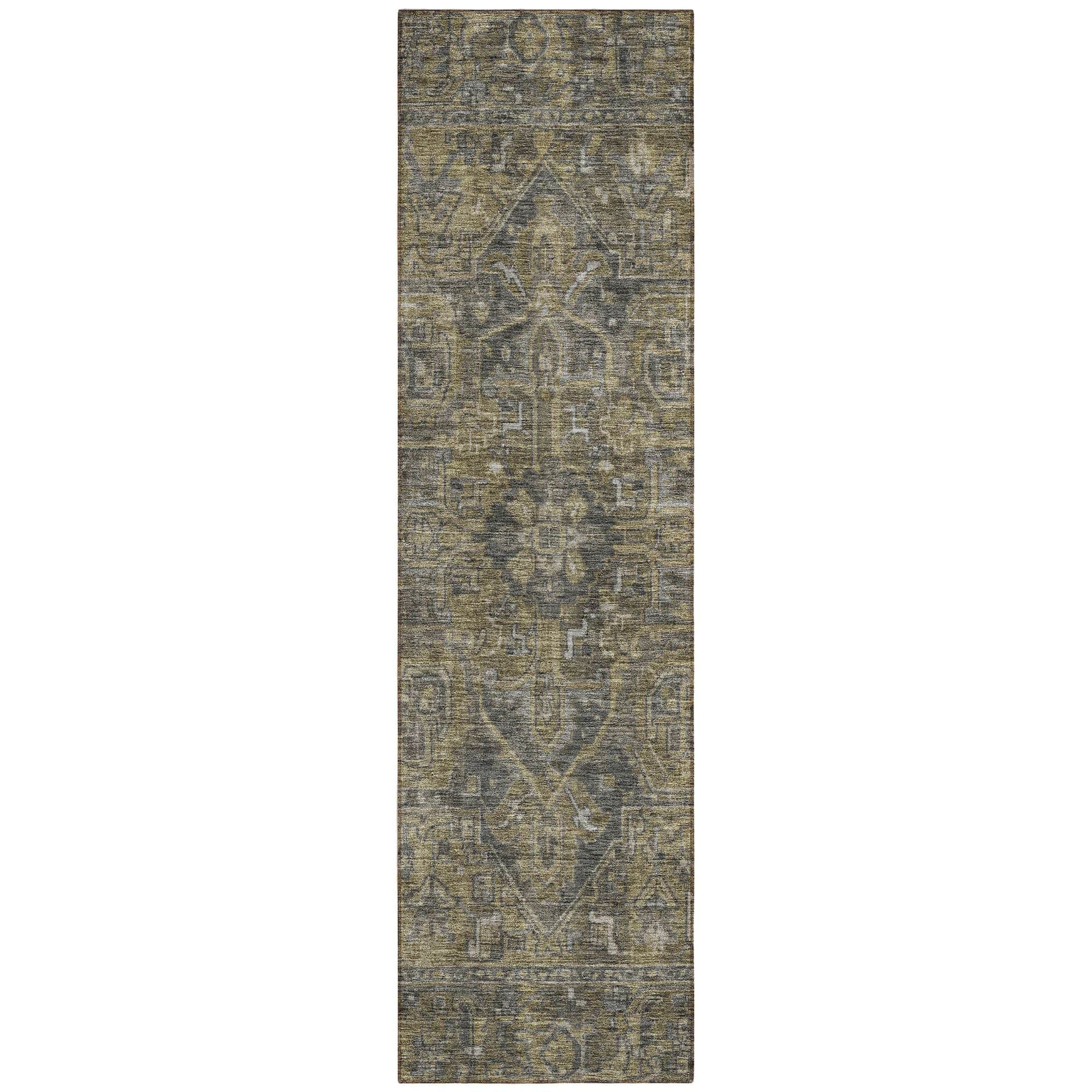 Machine Washable Chocolate Brown Rug - Indoor / Outdoor - Kids / Pet Friendly Oriental Print Rug