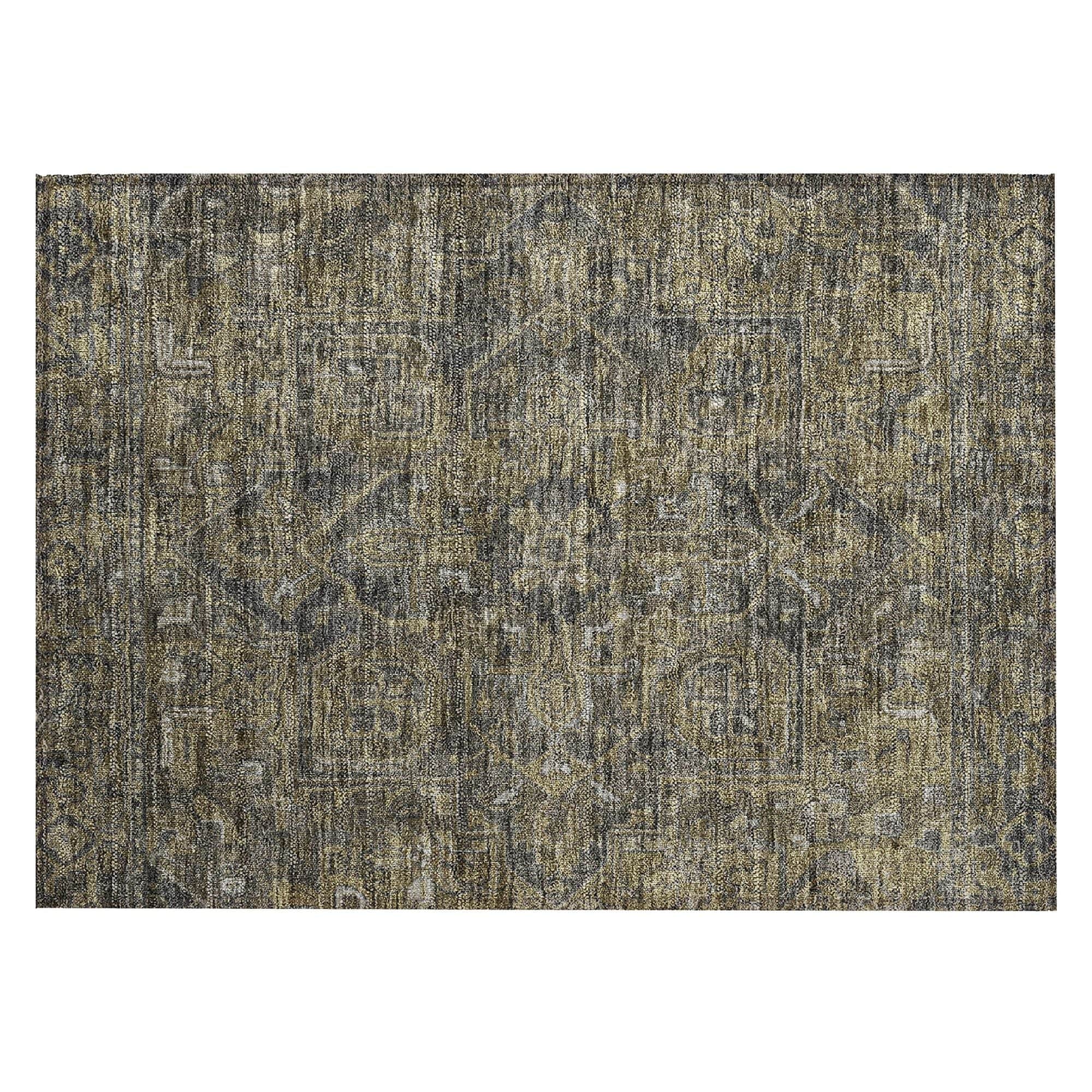 Machine Washable Chocolate Brown Rug - Indoor / Outdoor - Kids / Pet Friendly Oriental Print Rug