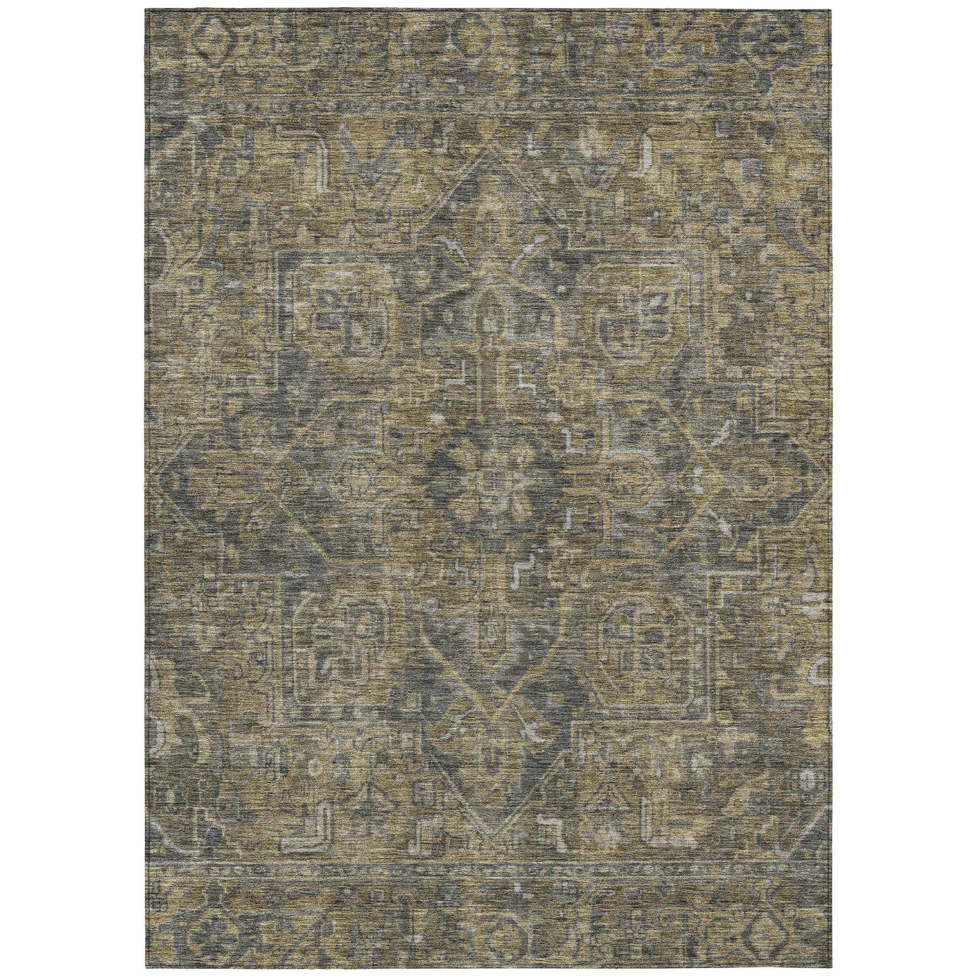 Machine Washable Chocolate Brown Rug - Indoor / Outdoor - Kids / Pet Friendly Oriental Print Rug