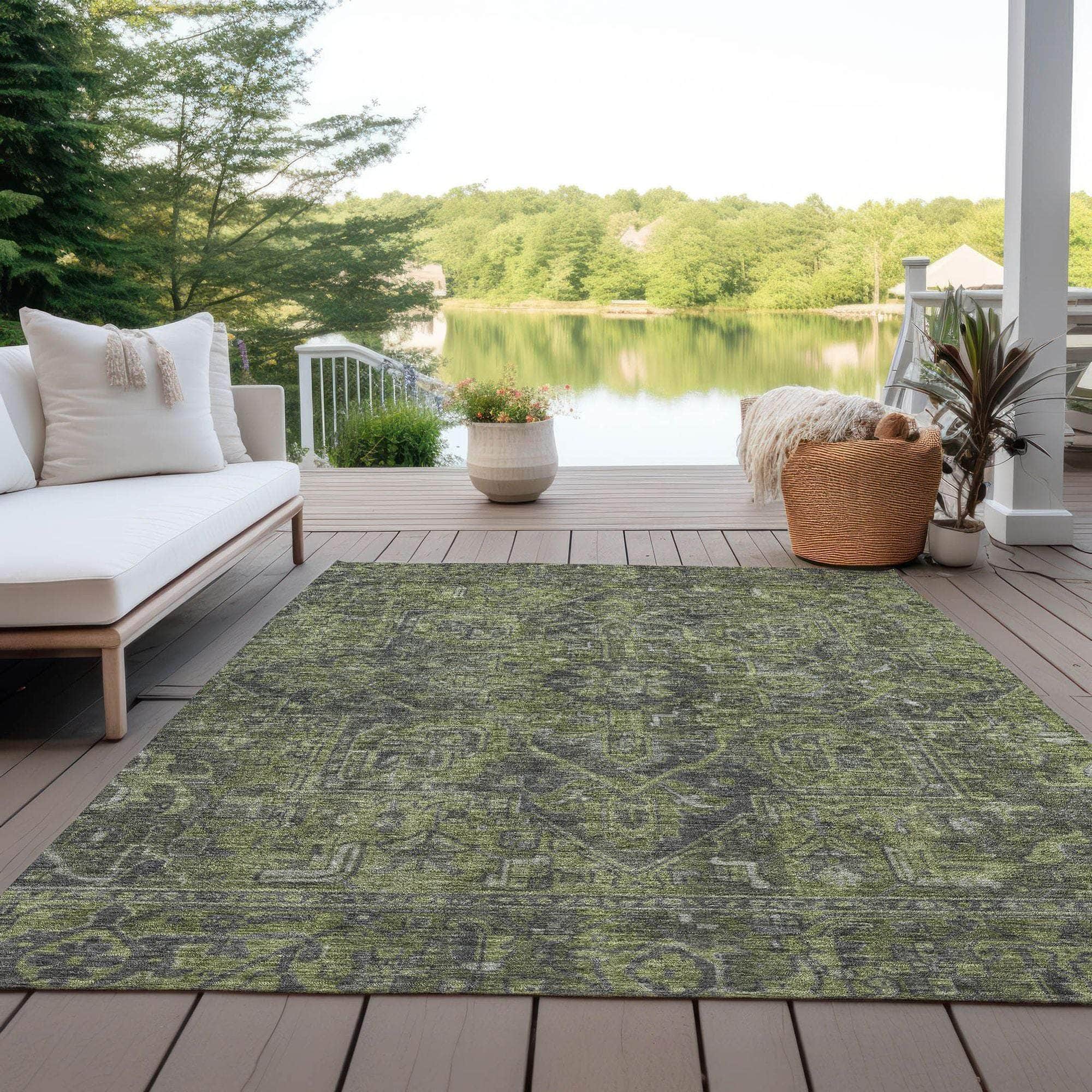 Machine Made ACN571 Green Rugs