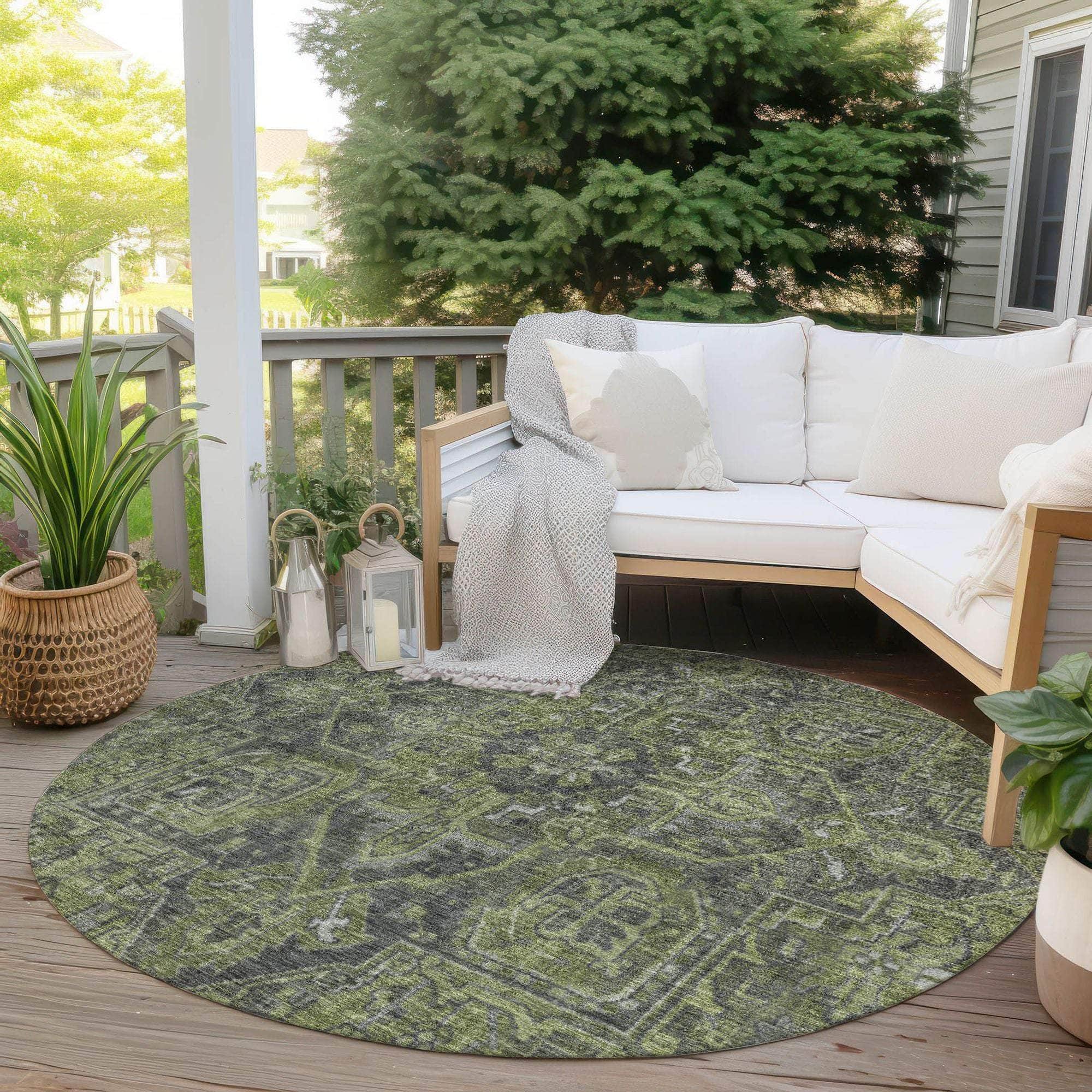 Machine Made ACN571 Green Rugs