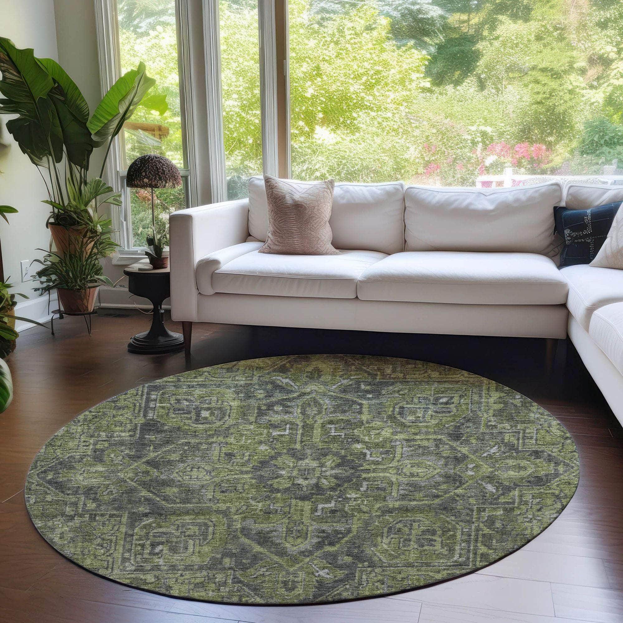 Machine Made ACN571 Green Rugs