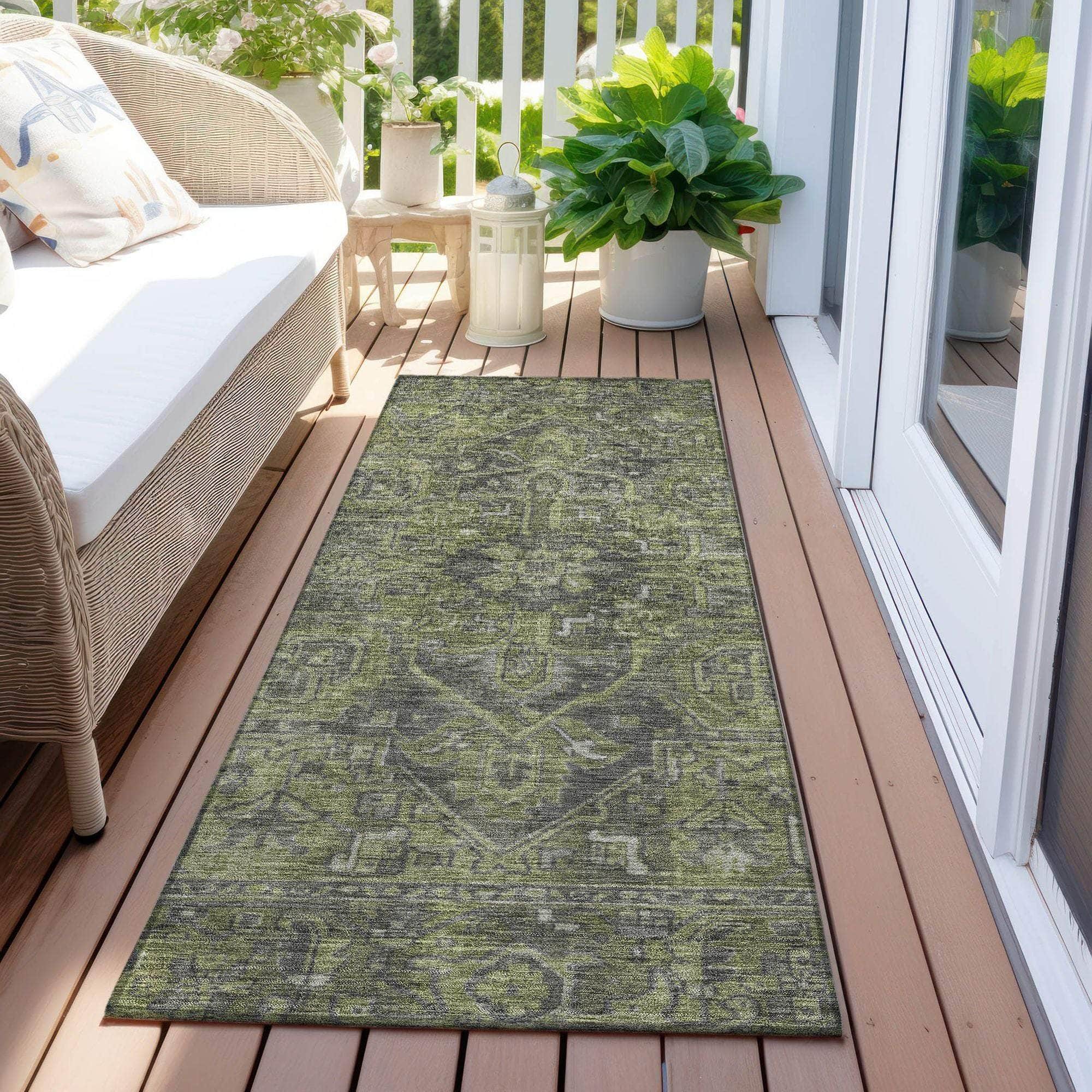 Machine Made ACN571 Green Rugs