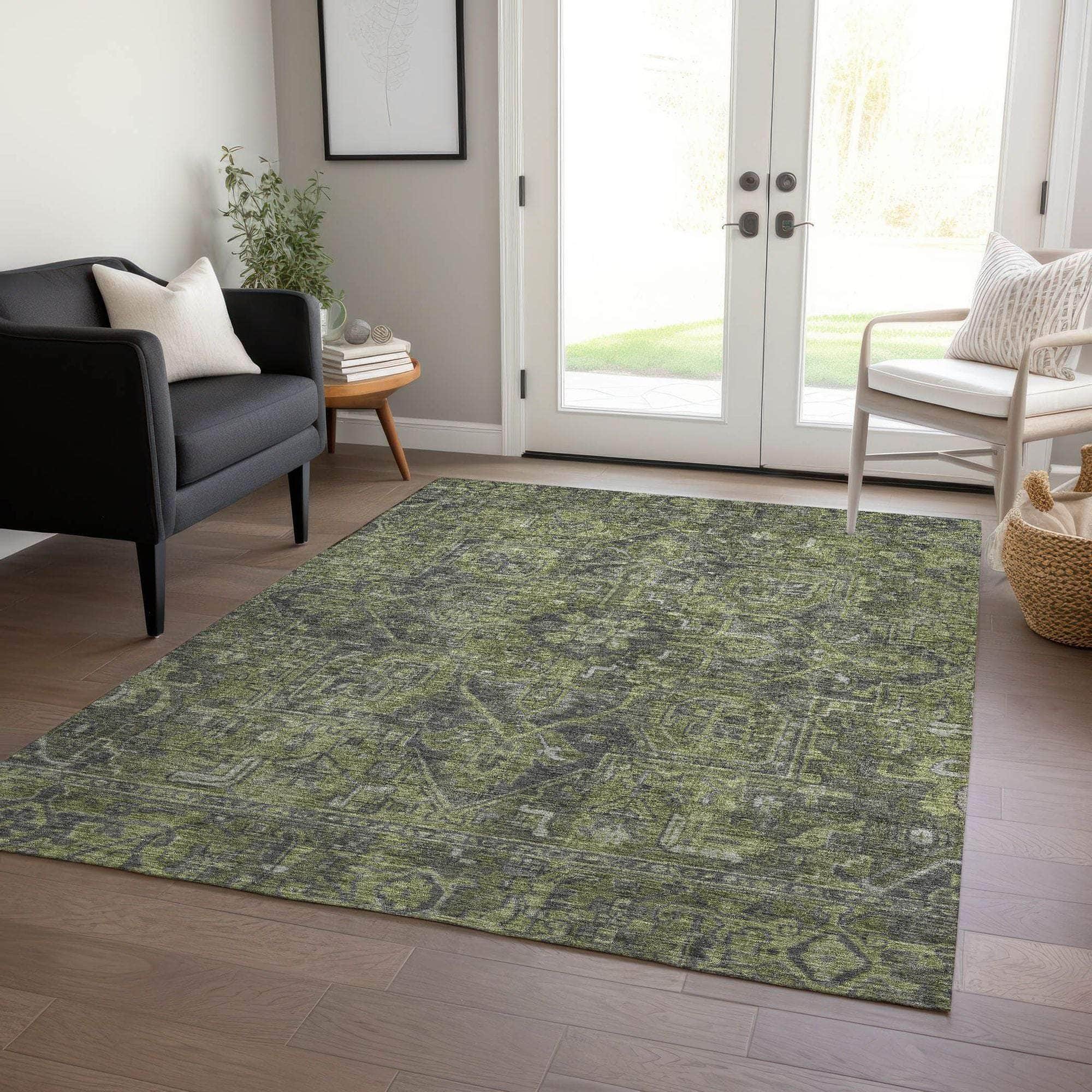 Machine Made ACN571 Green Rugs