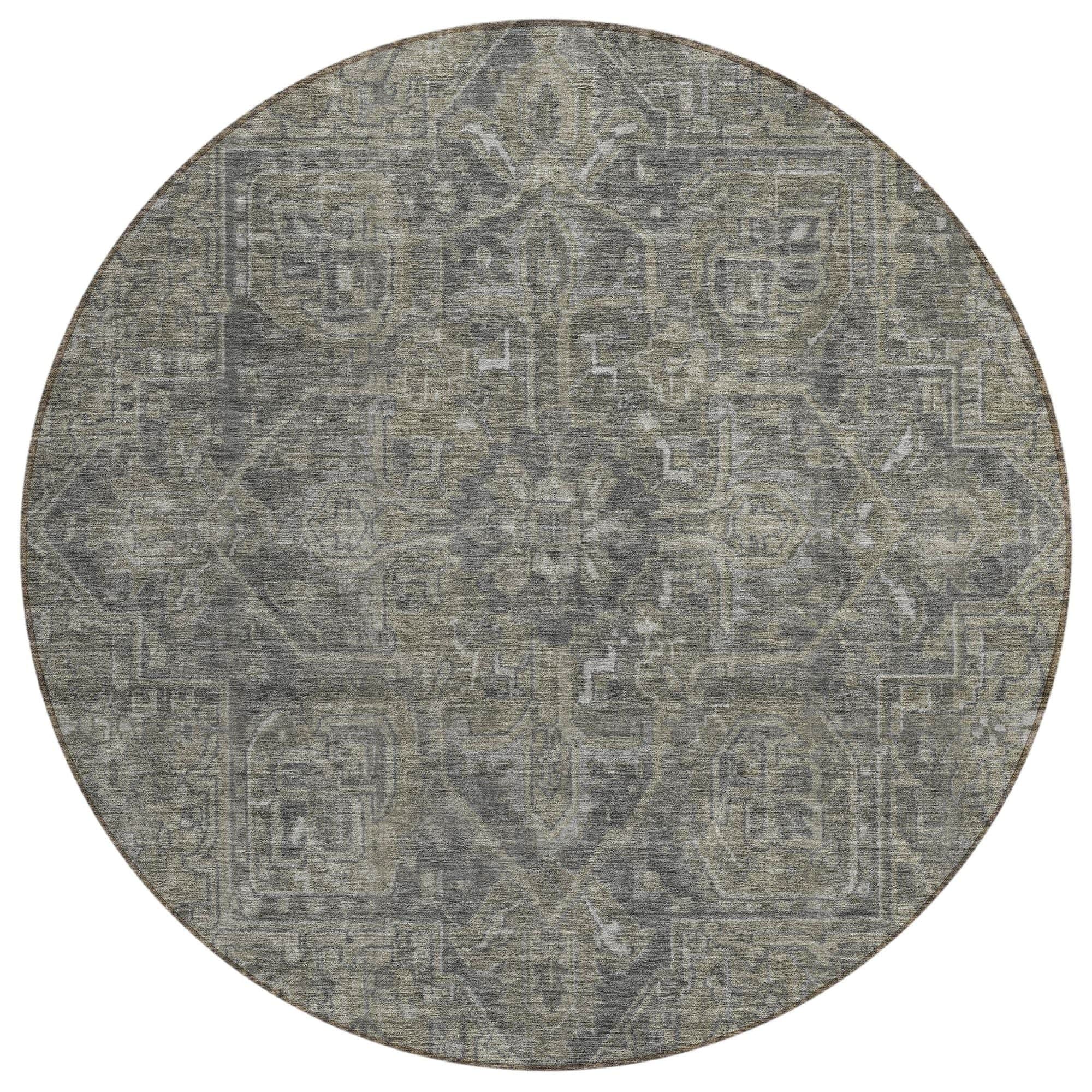 Machine Washable Mocha Brown Rug - Indoor / Outdoor - Kids / Pet Friendly Oriental Print Rug