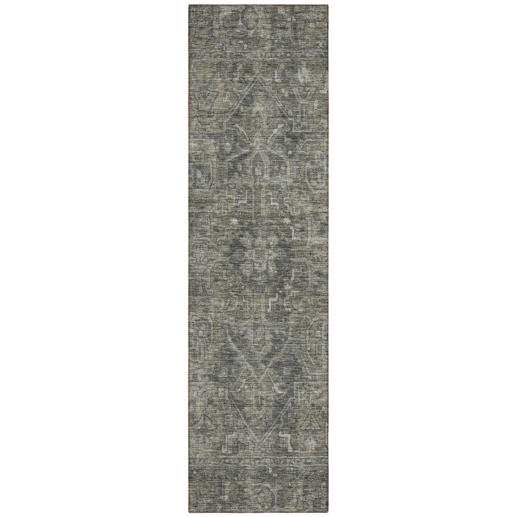 Machine Washable Mocha Brown Rug - Indoor / Outdoor - Kids / Pet Friendly Oriental Print Rug