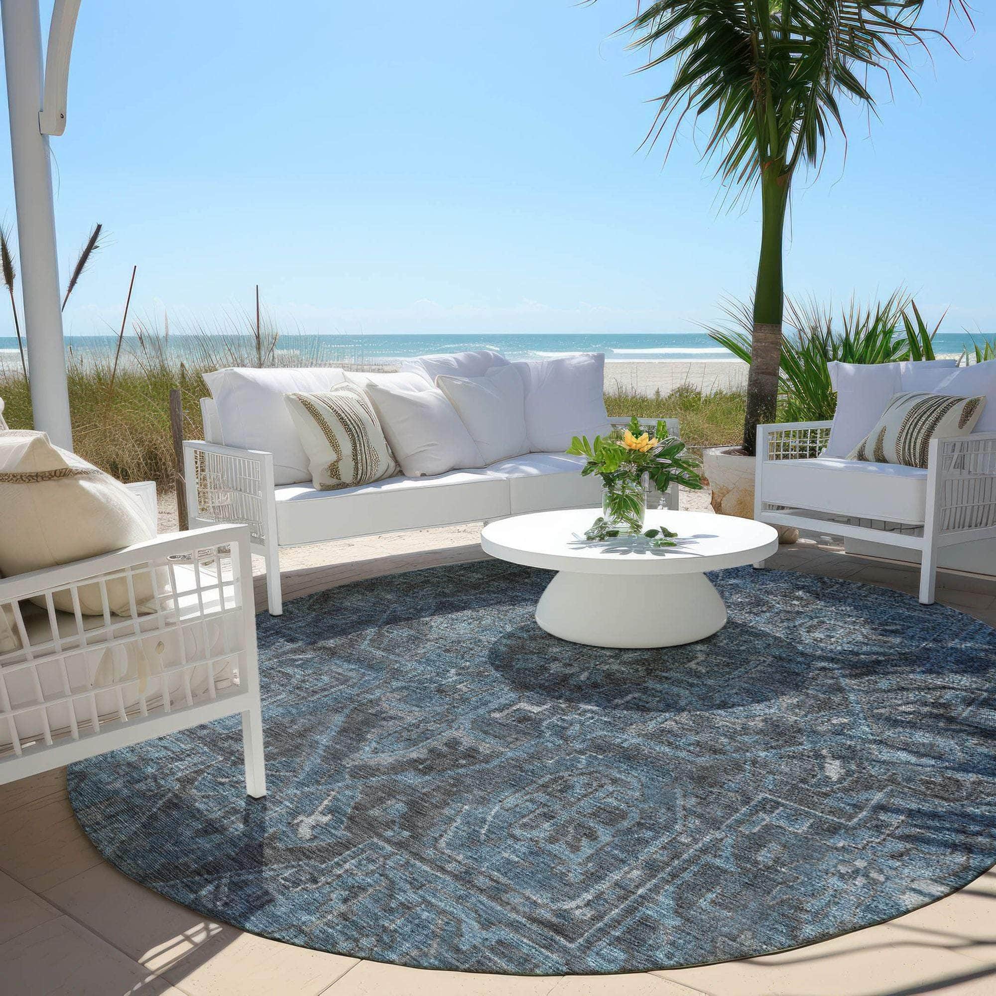 Machine Made ACN571 Navy Blue Rugs