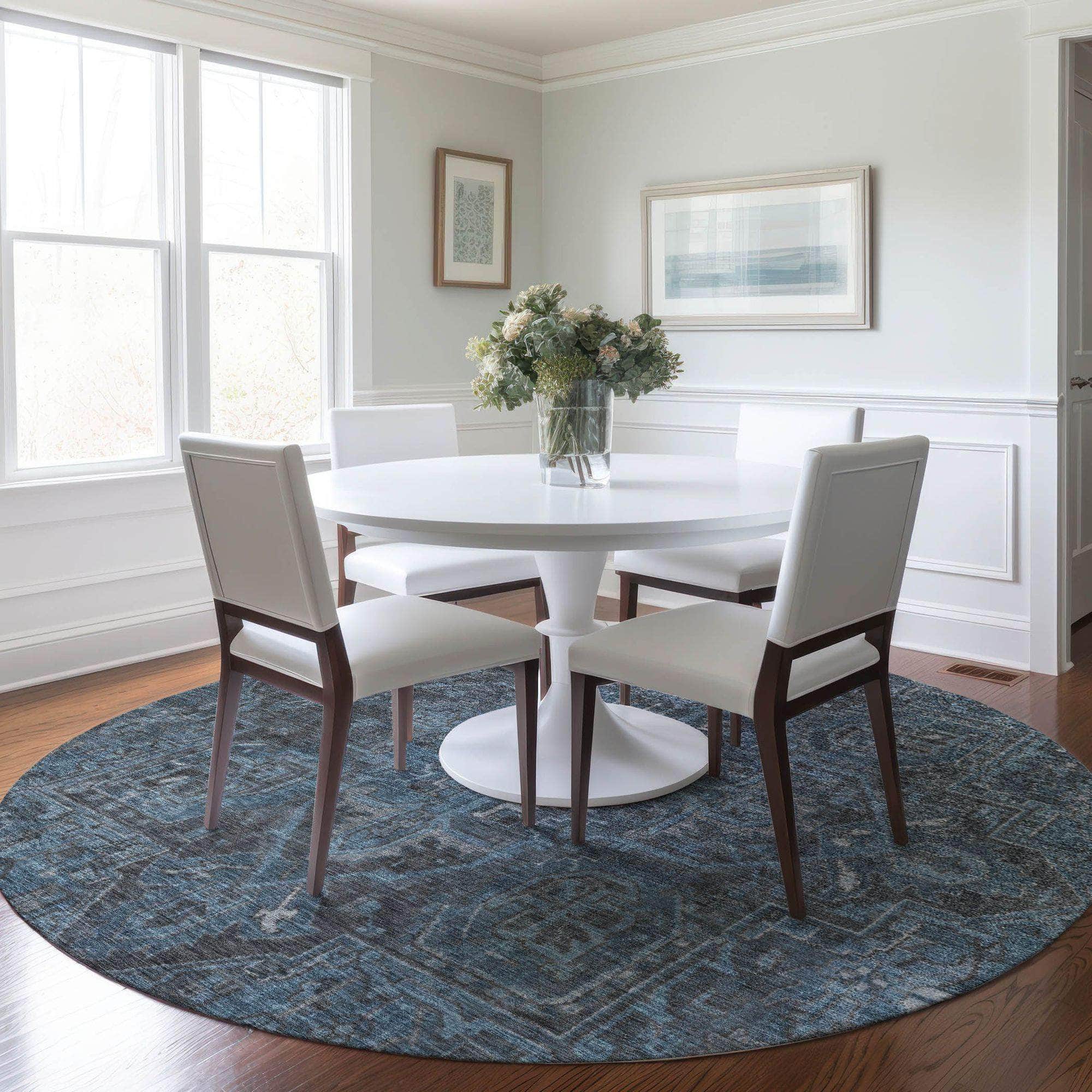 Machine Made ACN571 Navy Blue Rugs