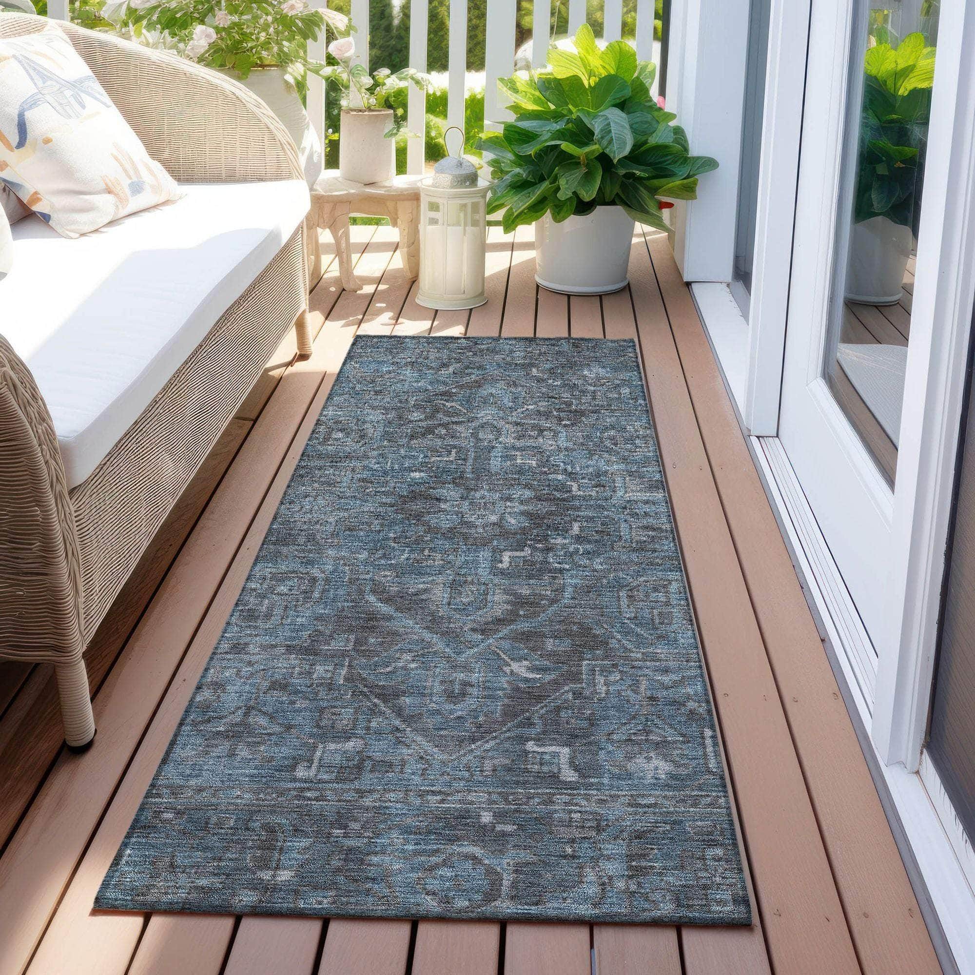 Machine Made ACN571 Navy Blue Rugs