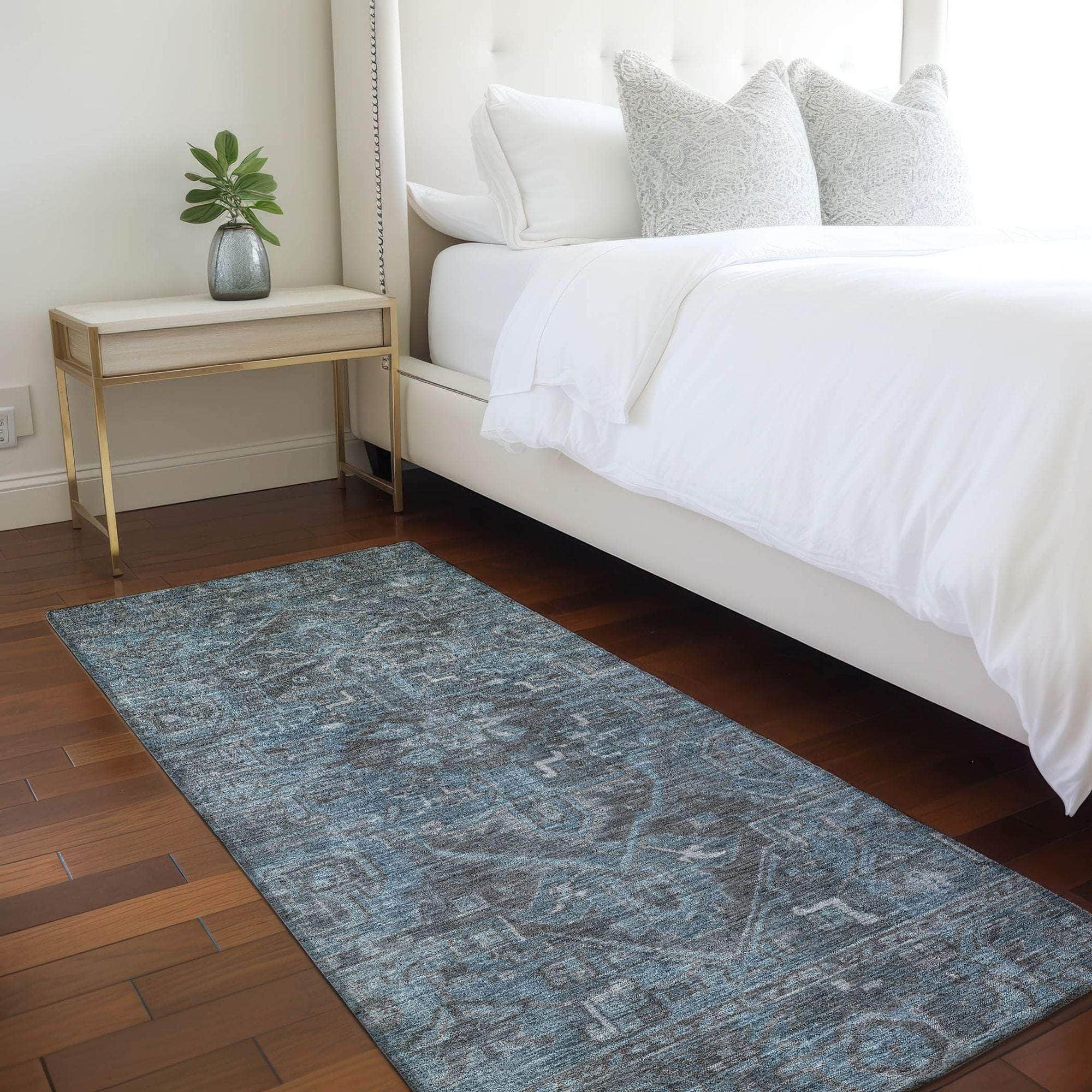 Machine Made ACN571 Navy Blue Rugs