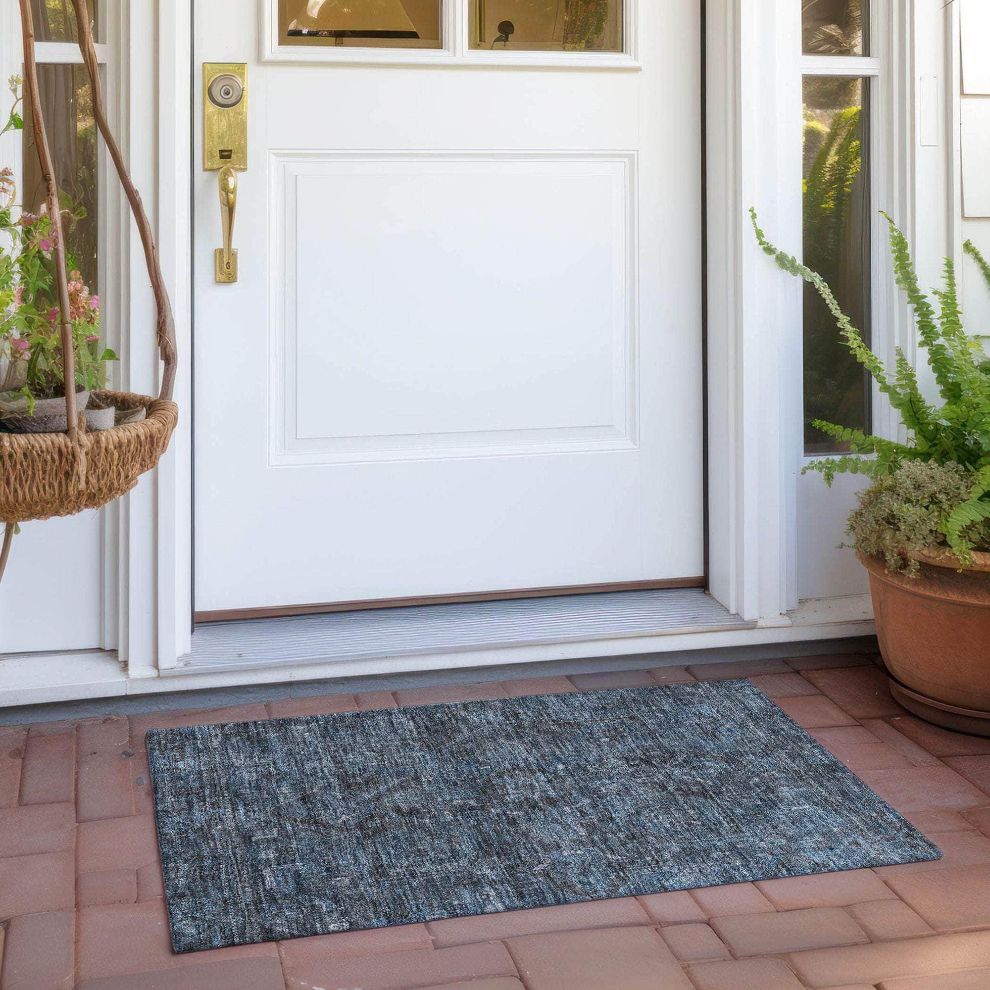 Machine Made ACN571 Navy Blue Rugs