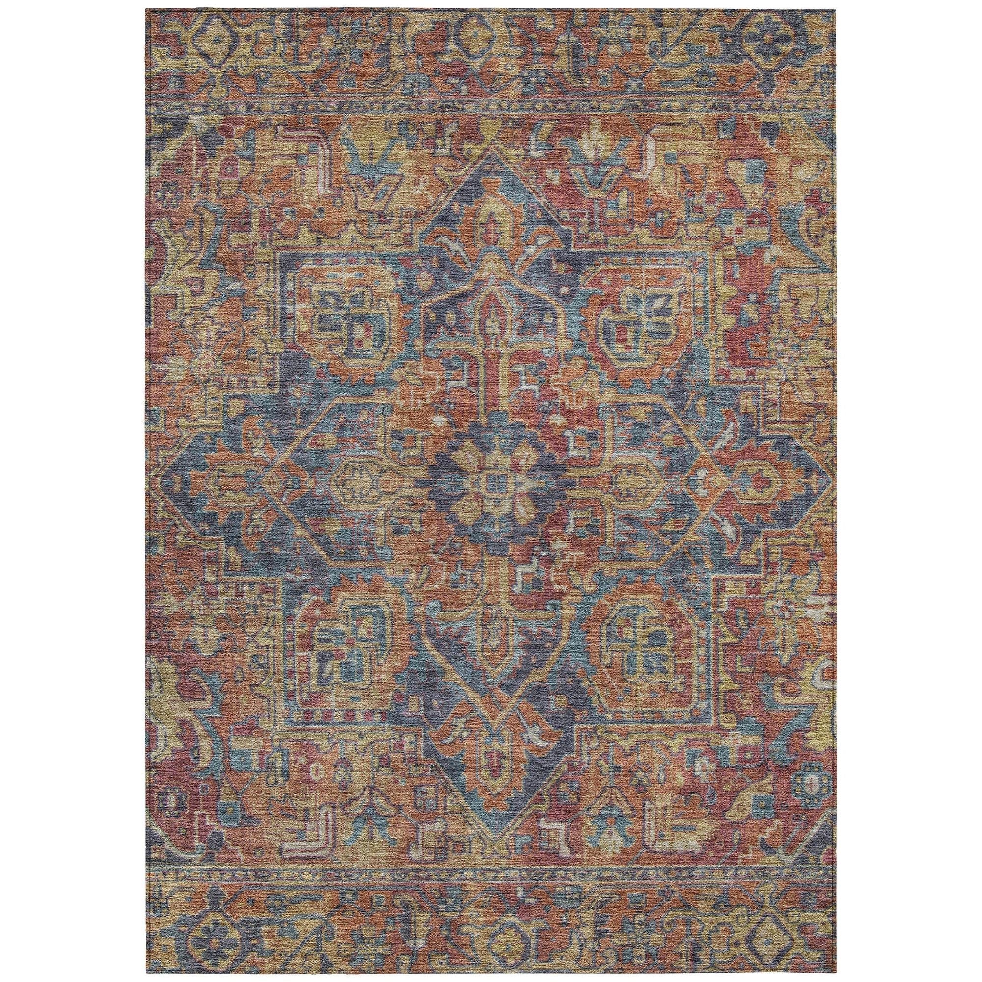 Machine Washable Red Rug - Indoor / Outdoor - Kids / Pet Friendly Oriental Print Rug