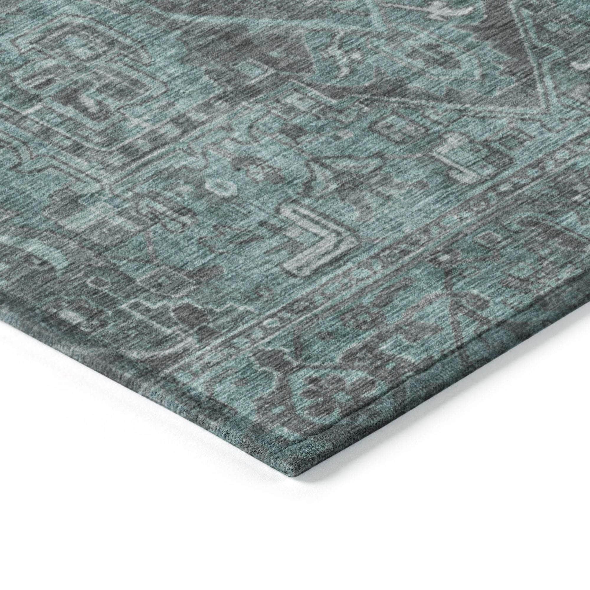 Machine Made ACN571 Turquoise Teal Rugs