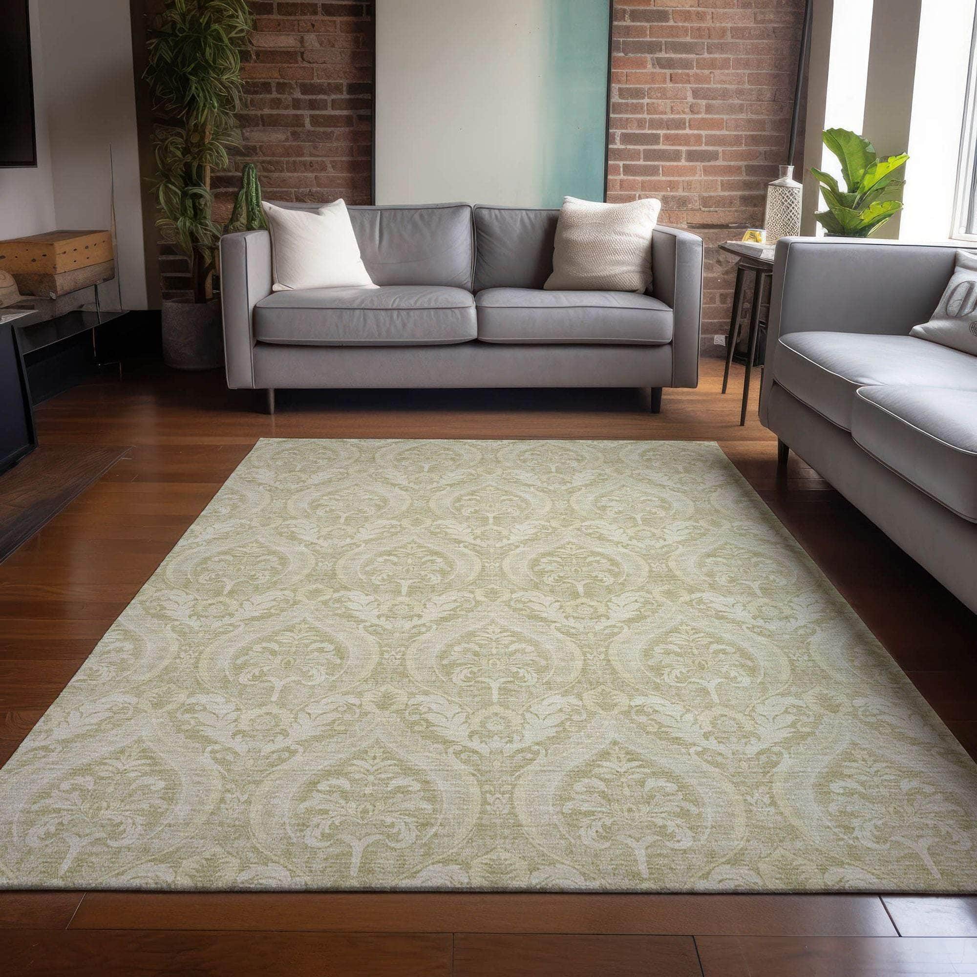 Machine Made ACN572 Beige Brown Rugs