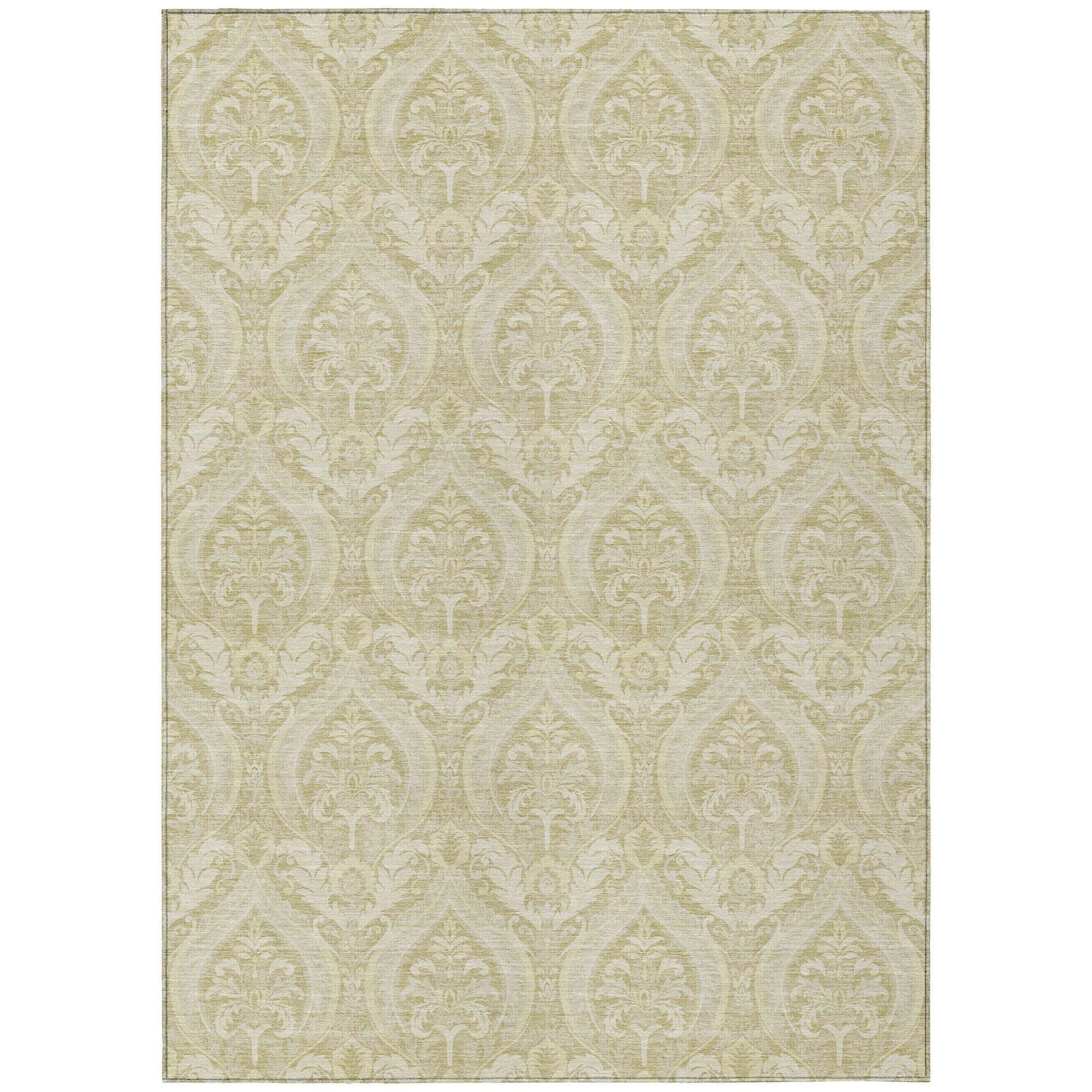 Machine Washable Beige Brown Rug - Indoor / Outdoor - Kids / Pet Friendly Panel Print Rug