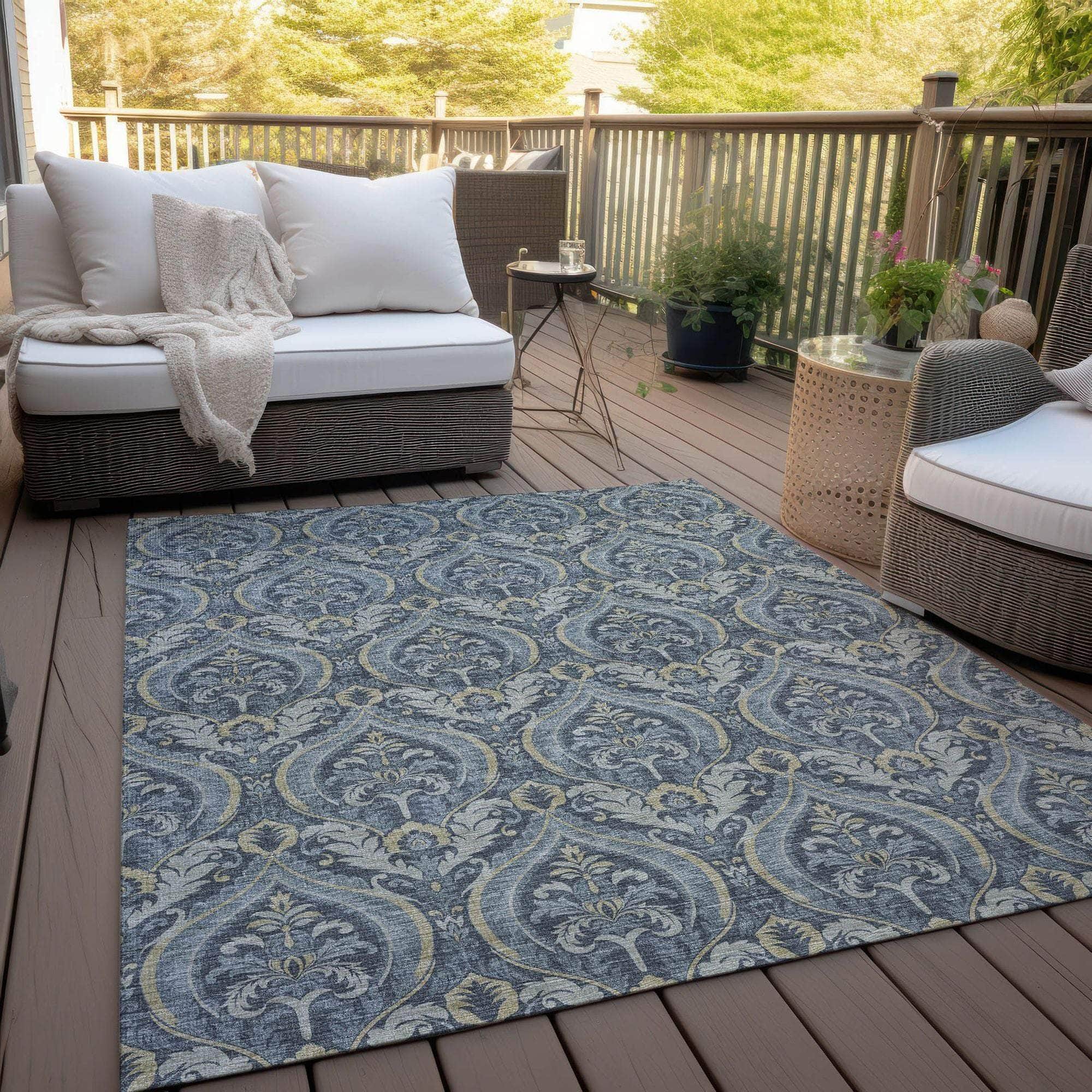 Machine Made ACN572 Blue Rugs