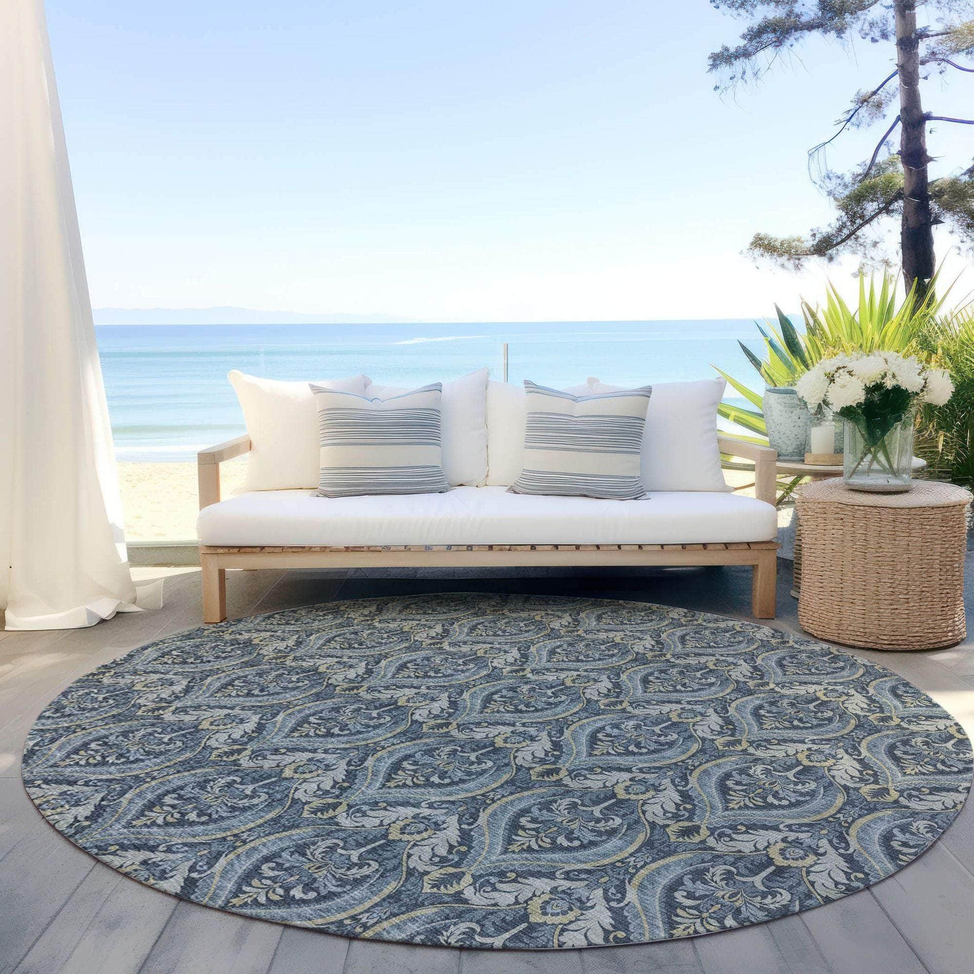 Machine Made ACN572 Blue Rugs