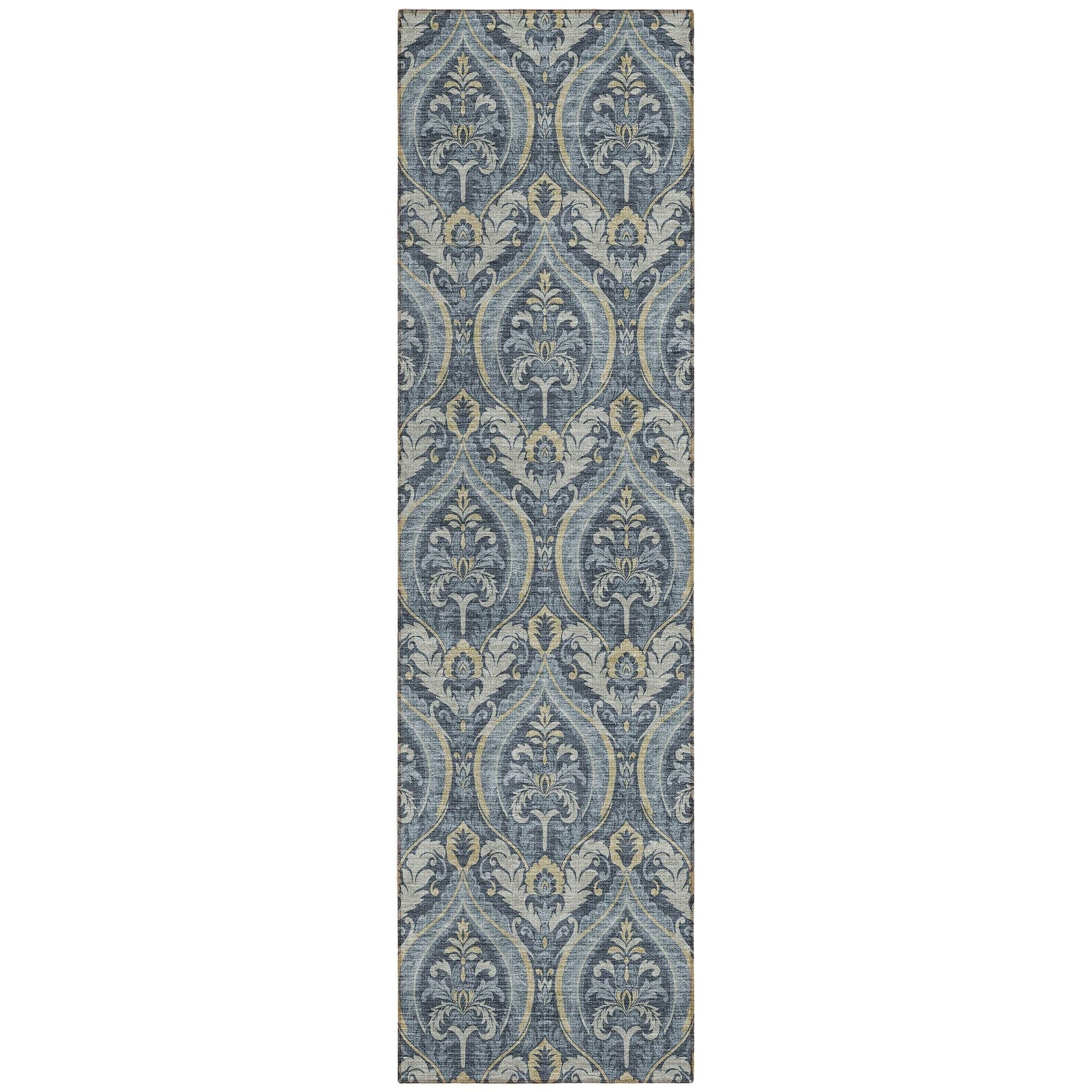 Machine Washable Blue Rug - Indoor / Outdoor - Kids / Pet Friendly Panel Print Rug