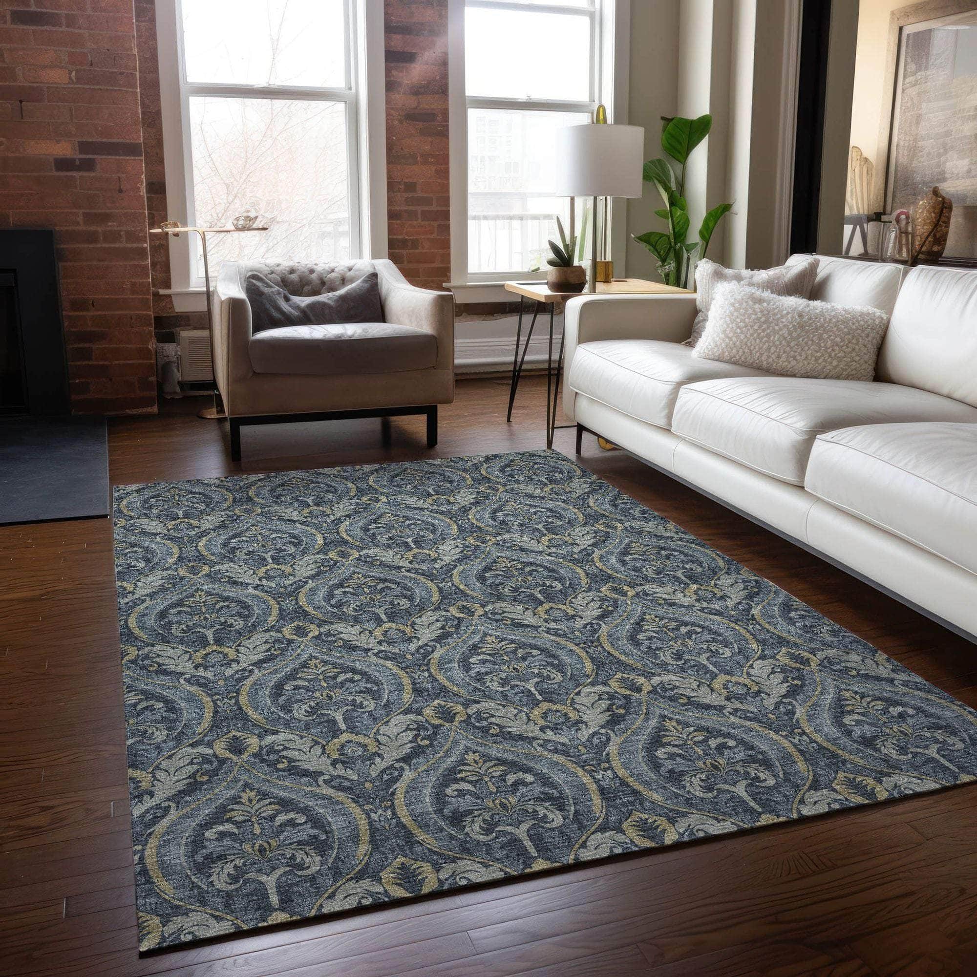Machine Made ACN572 Blue Rugs
