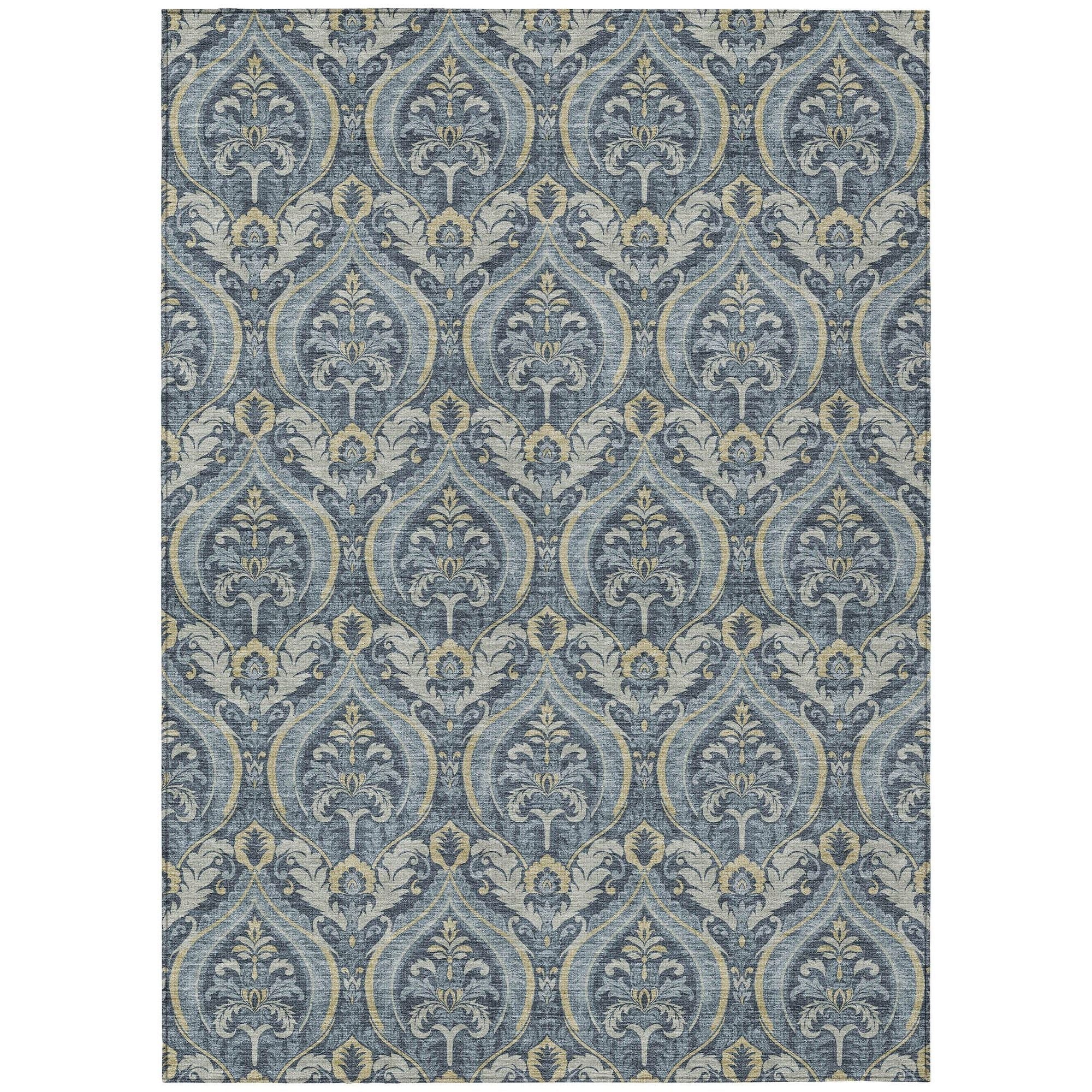 Machine Washable Blue Rug - Indoor / Outdoor - Kids / Pet Friendly Panel Print Rug
