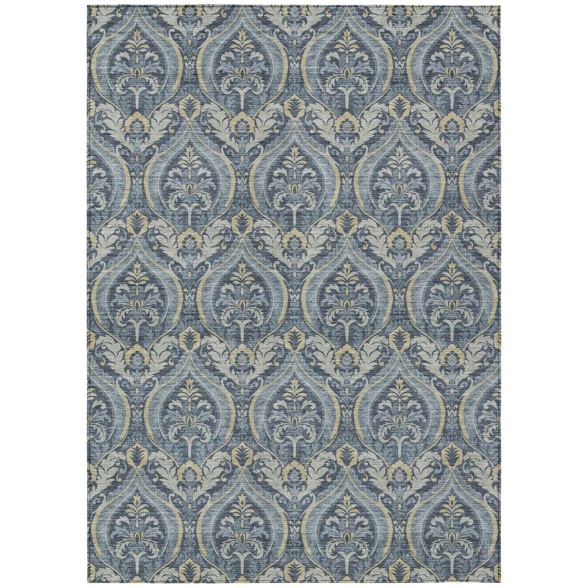 Machine Washable Blue Rug - Indoor / Outdoor - Kids / Pet Friendly Panel Print Rug