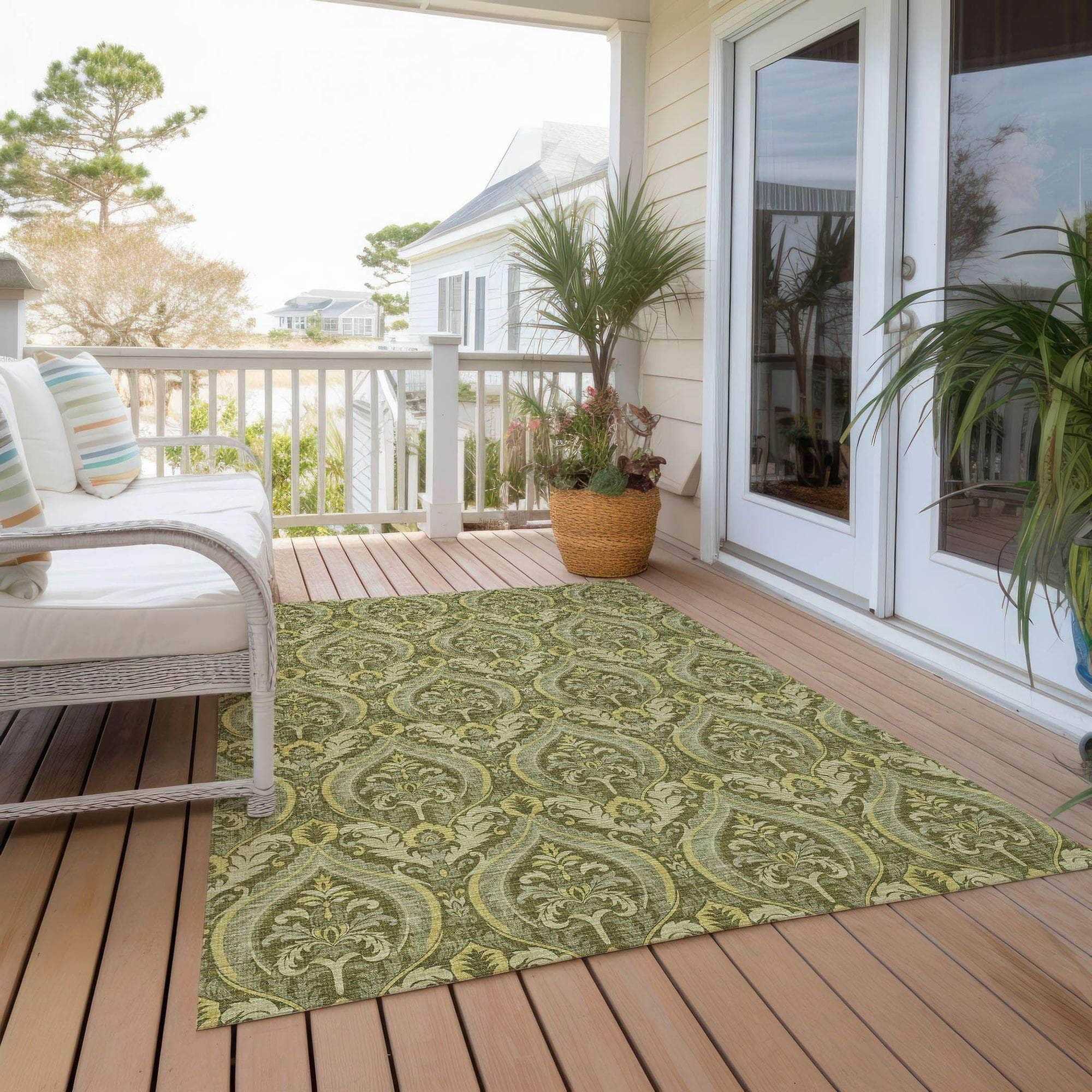 Machine Made ACN572 Green Rugs