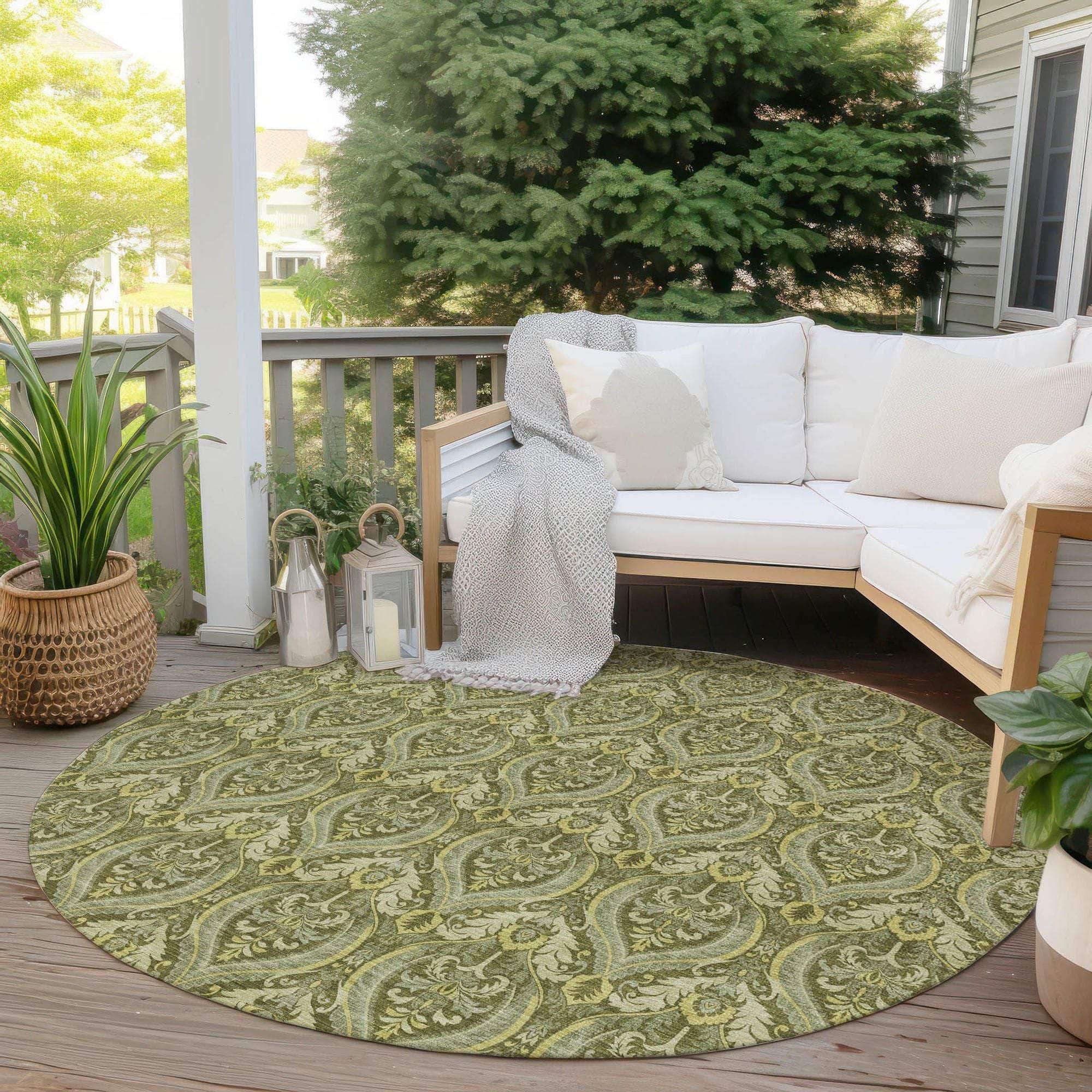Machine Made ACN572 Green Rugs