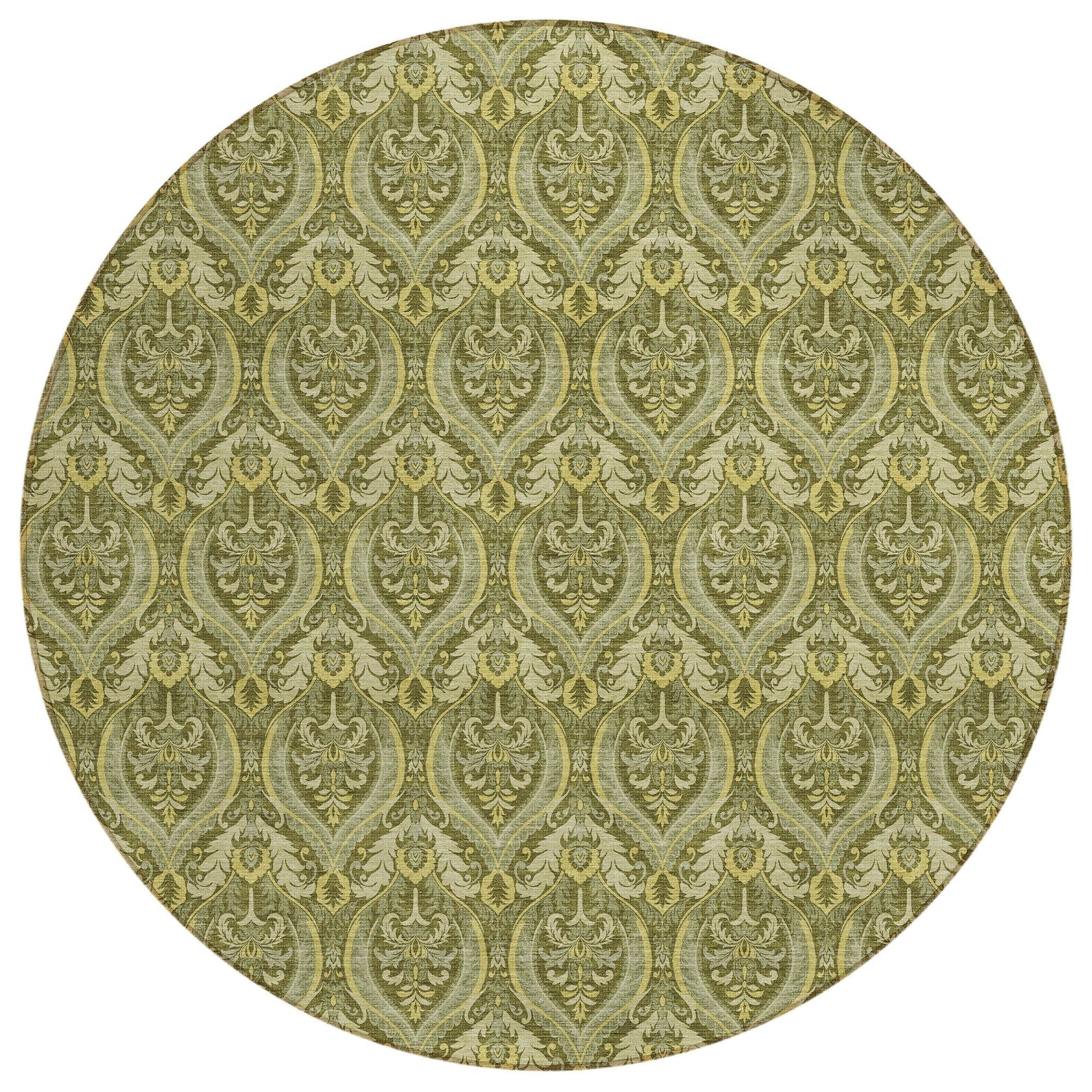 Machine Washable Green Rug - Indoor / Outdoor - Kids / Pet Friendly Panel Print Rug