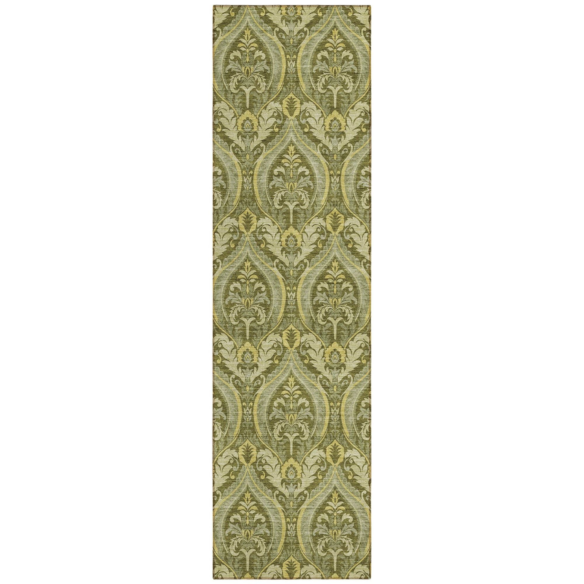 Machine Washable Green Rug - Indoor / Outdoor - Kids / Pet Friendly Panel Print Rug