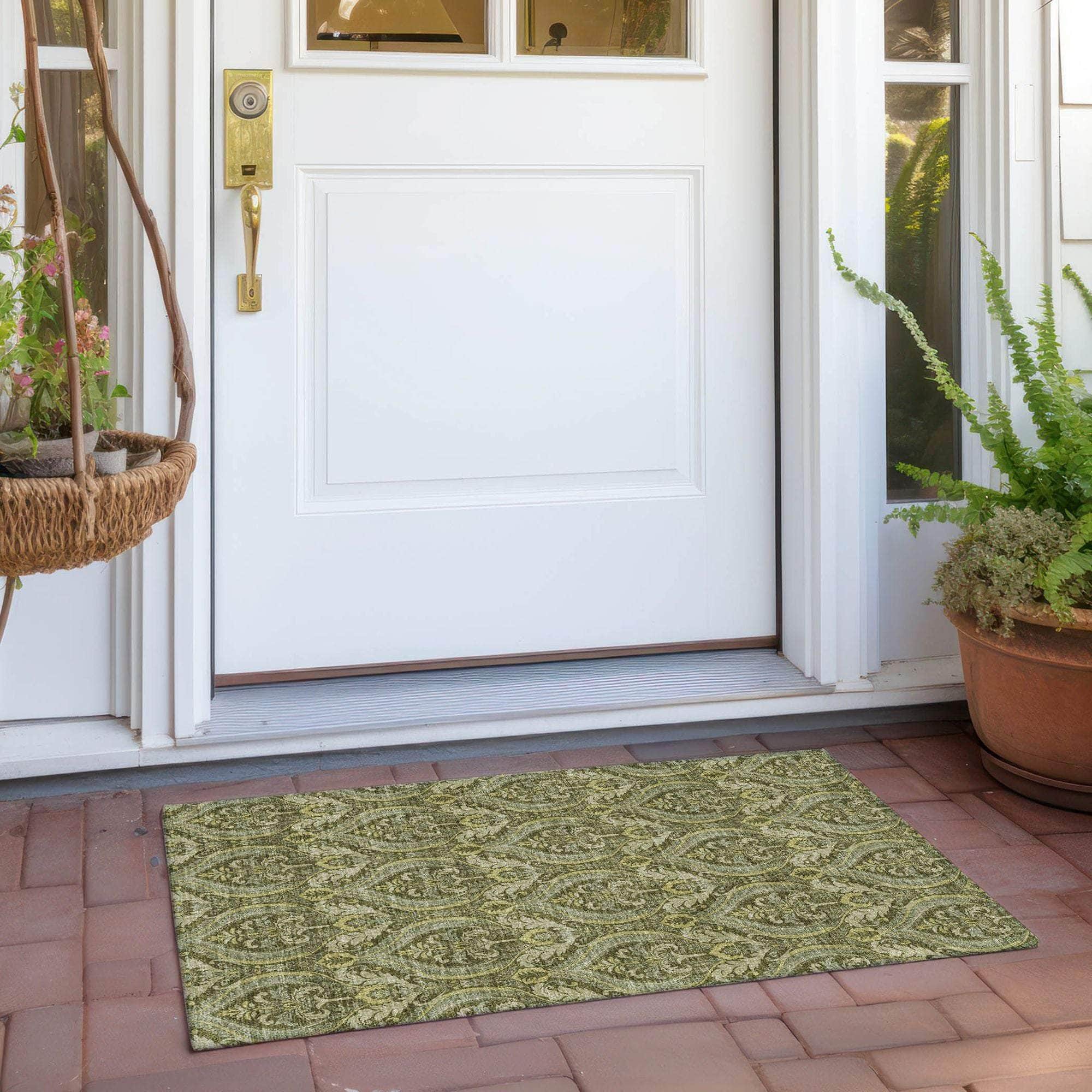 Machine Made ACN572 Green Rugs