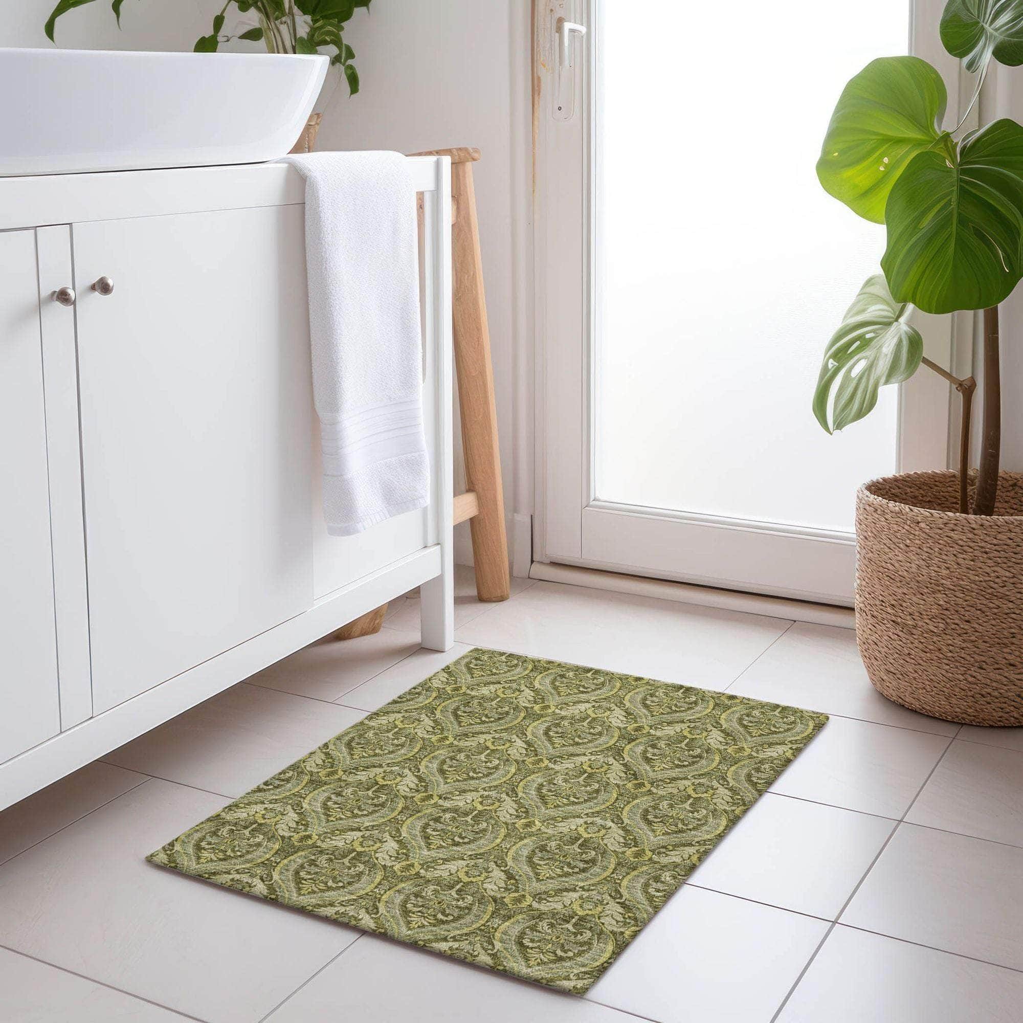 Machine Made ACN572 Green Rugs
