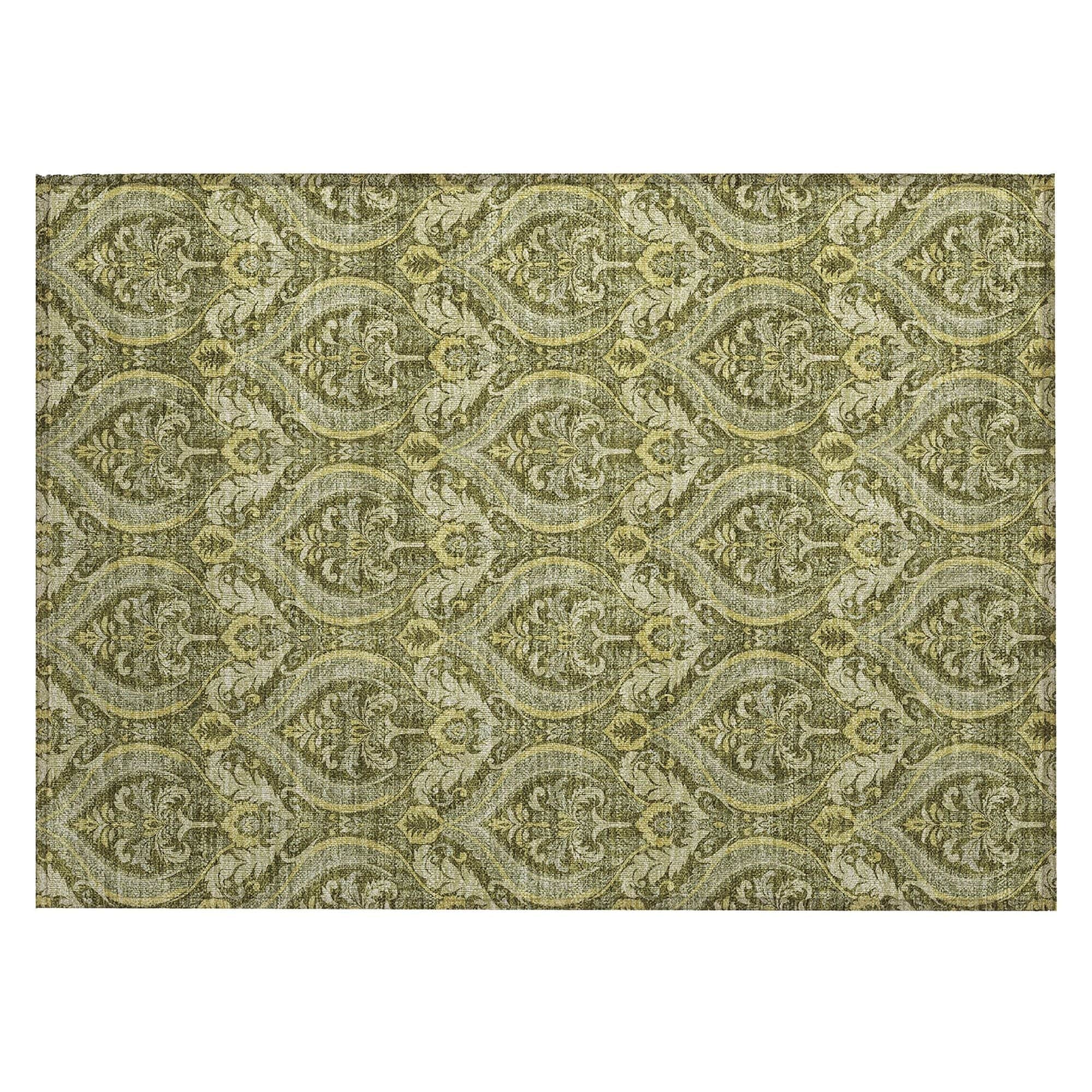 Machine Washable Green Rug - Indoor / Outdoor - Kids / Pet Friendly Panel Print Rug
