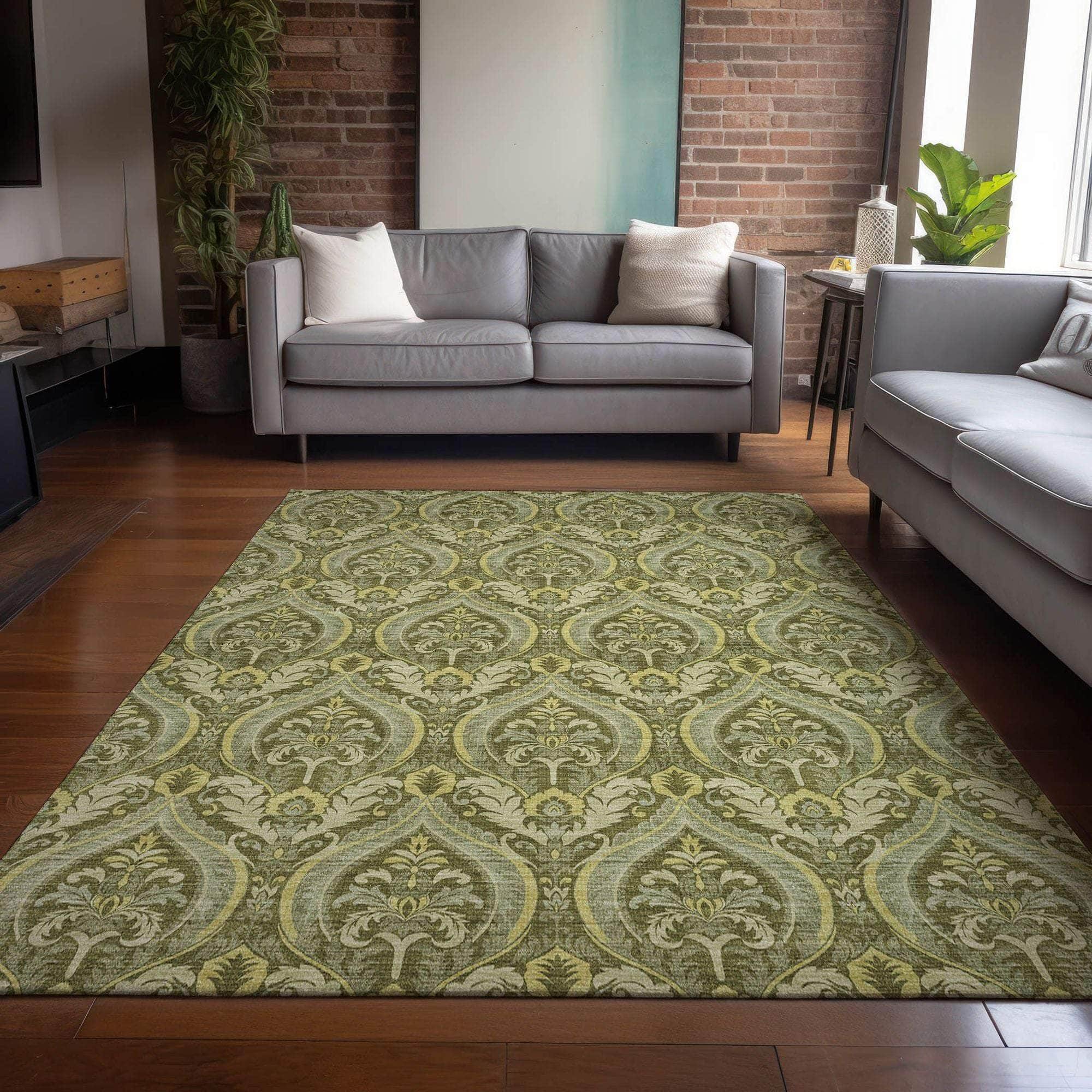 Machine Made ACN572 Green Rugs