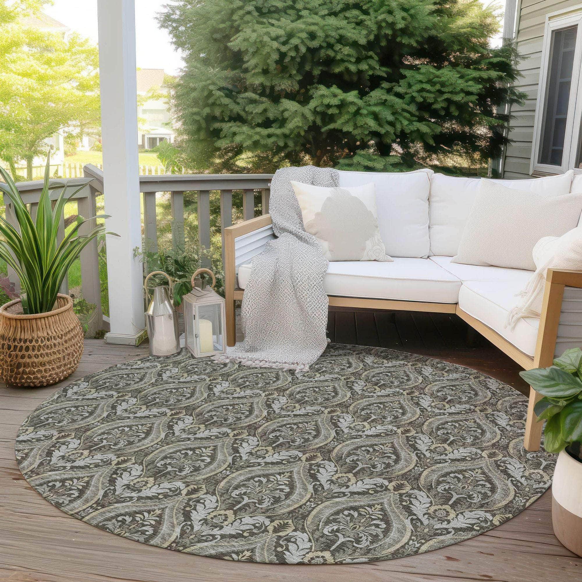 Machine Made ACN572 Taupe Brown Rugs