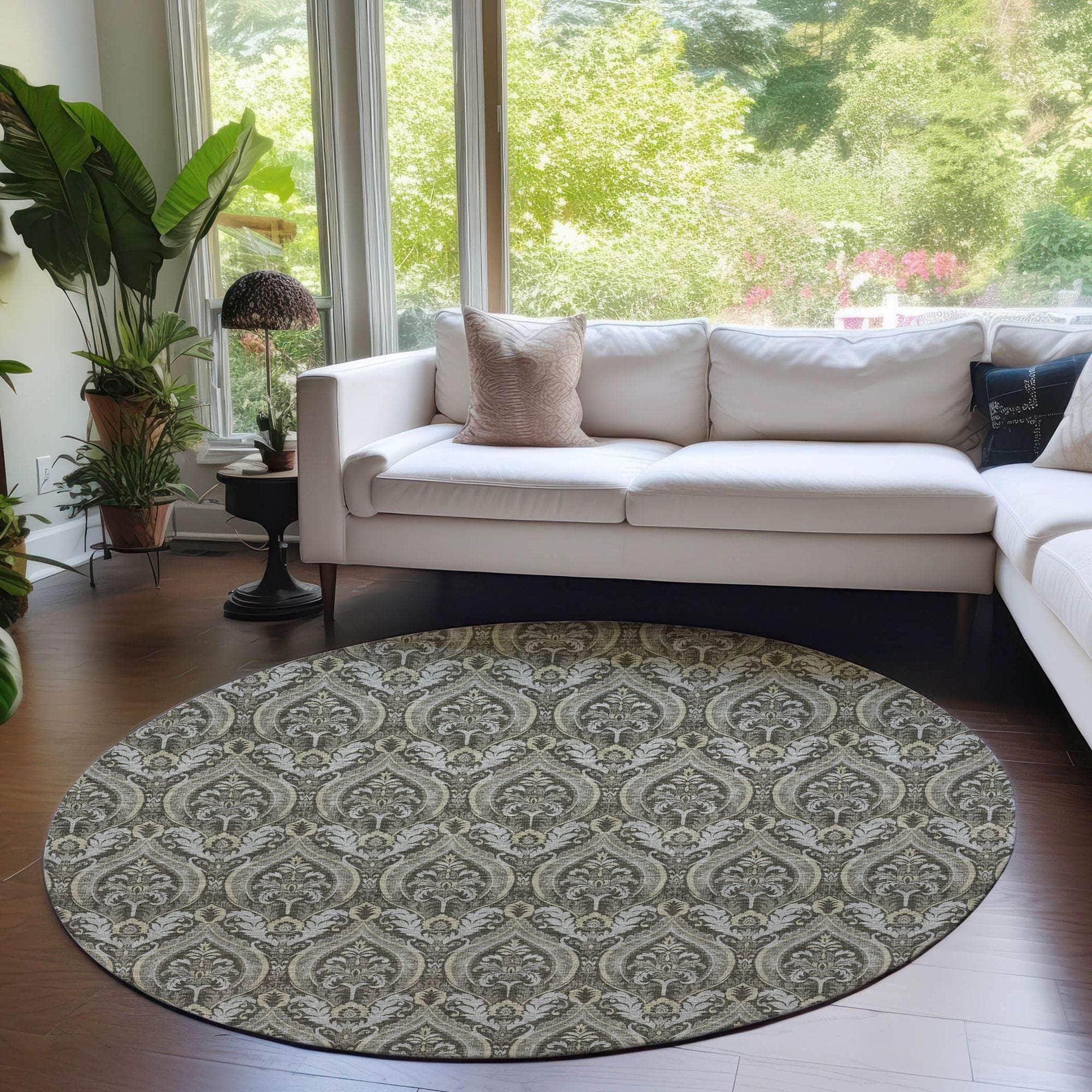 Machine Made ACN572 Taupe Brown Rugs