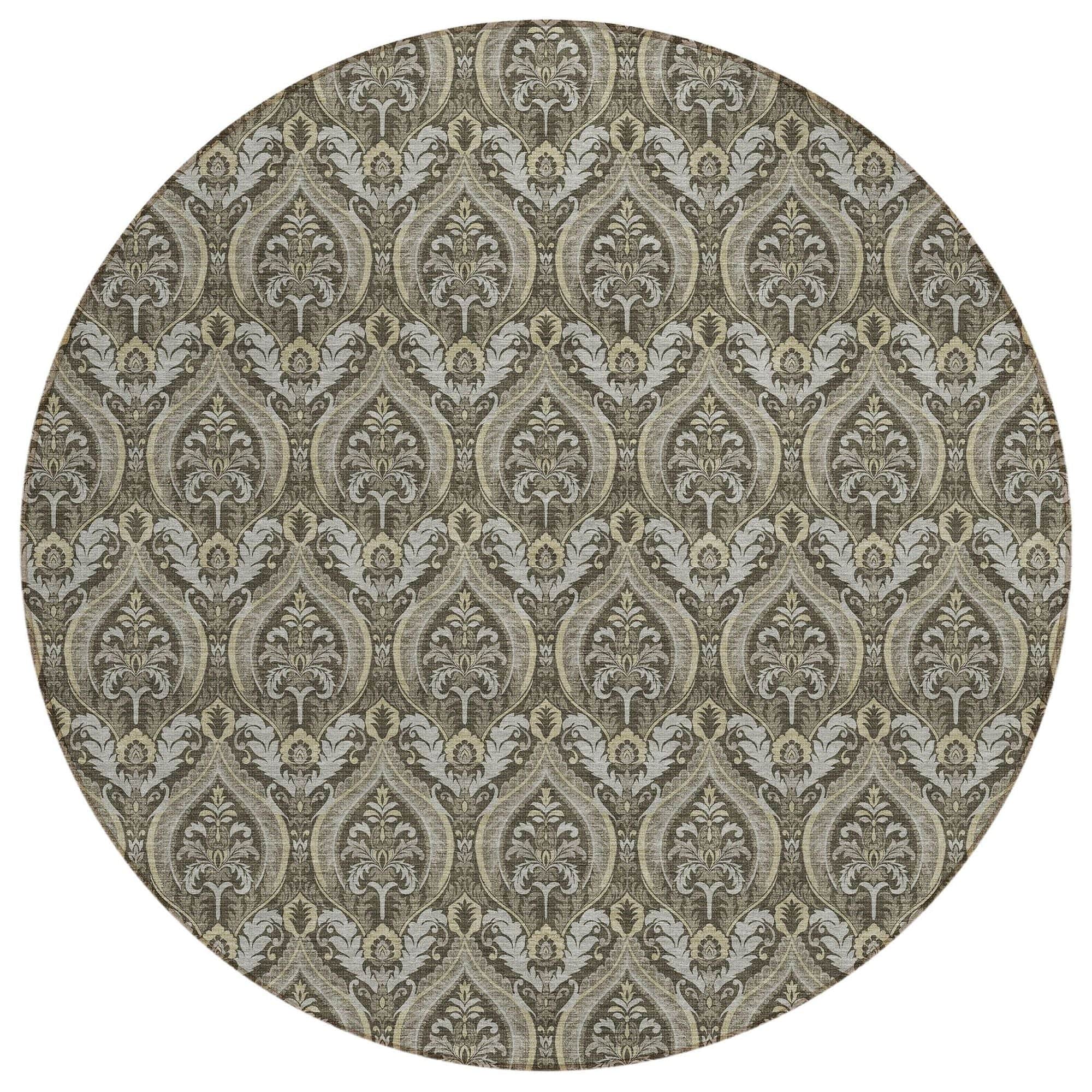 Machine Washable Taupe Brown Rug - Indoor / Outdoor - Kids / Pet Friendly Panel Print Rug