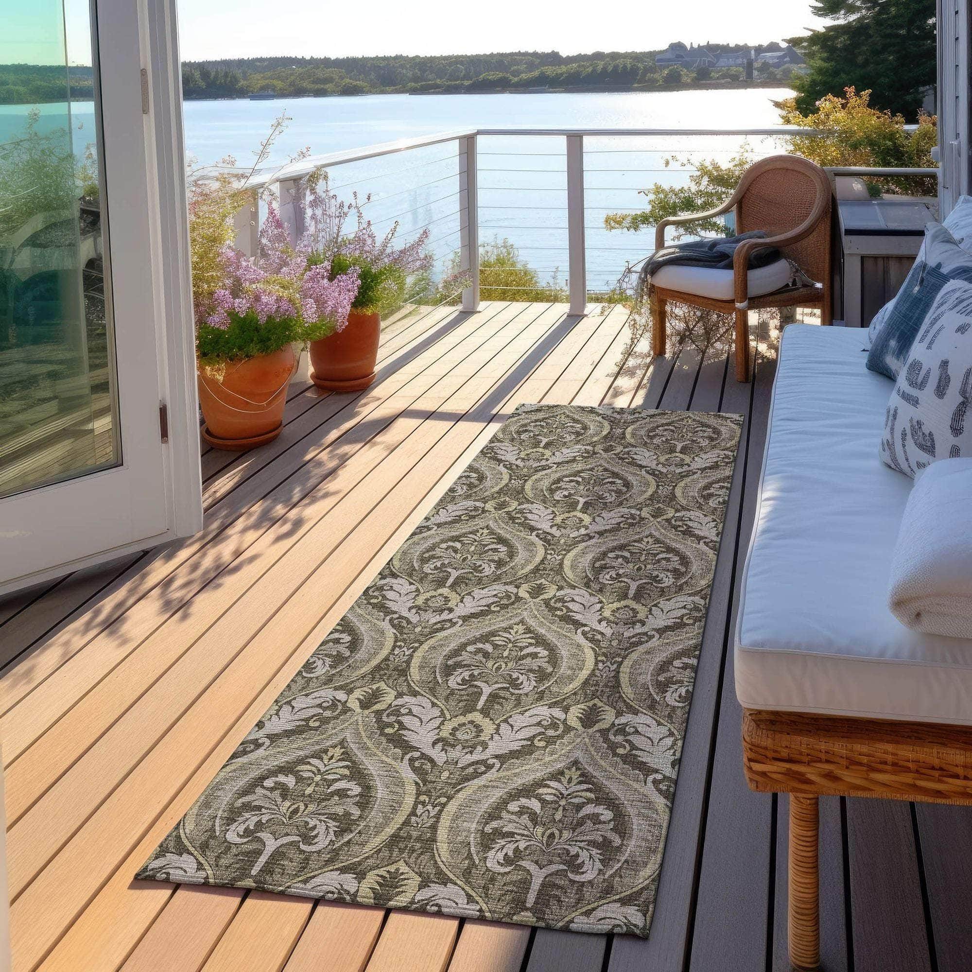 Machine Made ACN572 Taupe Brown Rugs