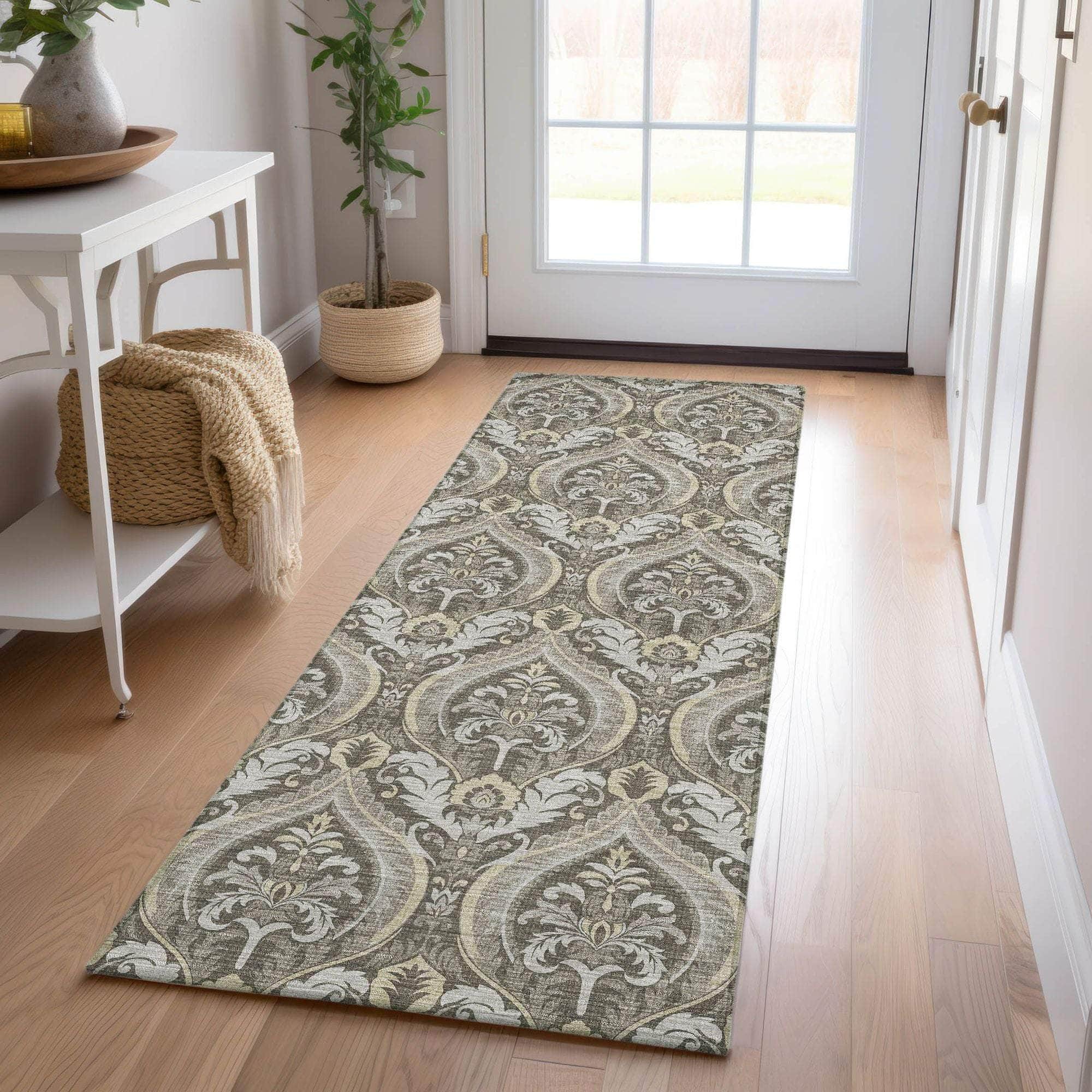 Machine Made ACN572 Taupe Brown Rugs