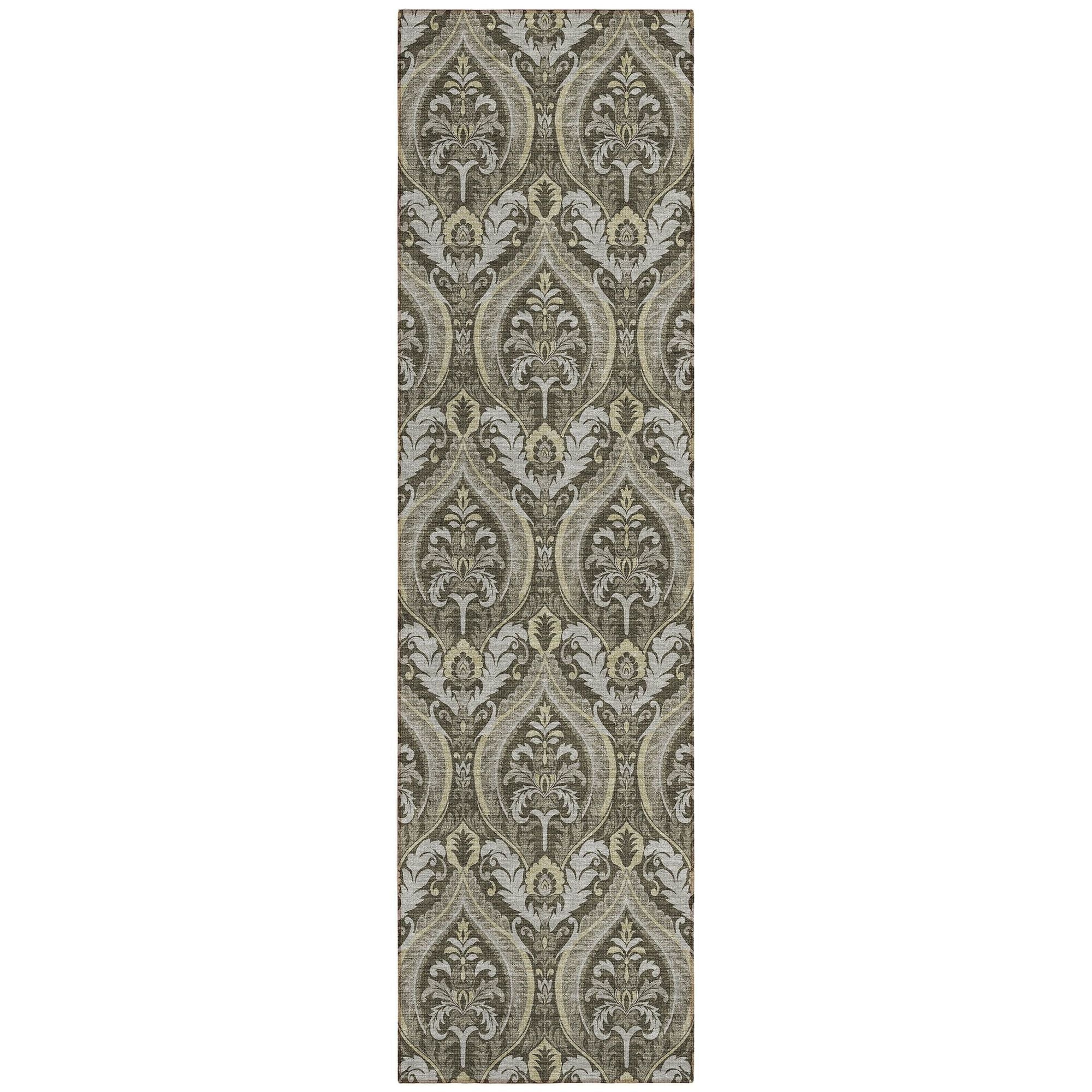 Machine Washable Taupe Brown Rug - Indoor / Outdoor - Kids / Pet Friendly Panel Print Rug