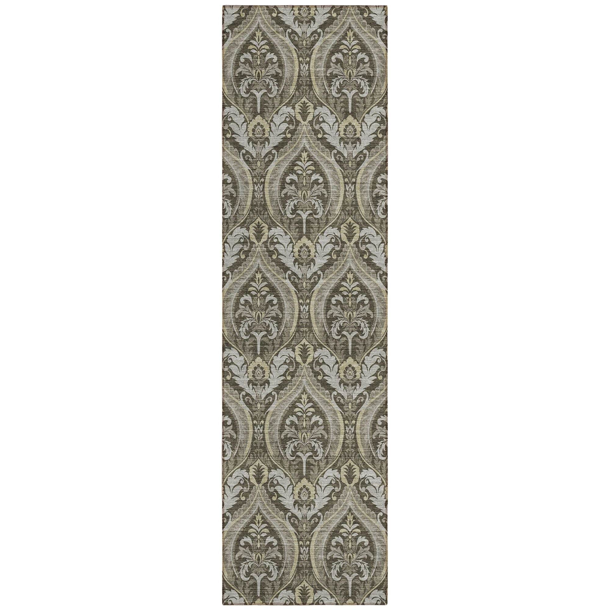 Machine Washable Taupe Brown Rug - Indoor / Outdoor - Kids / Pet Friendly Panel Print Rug