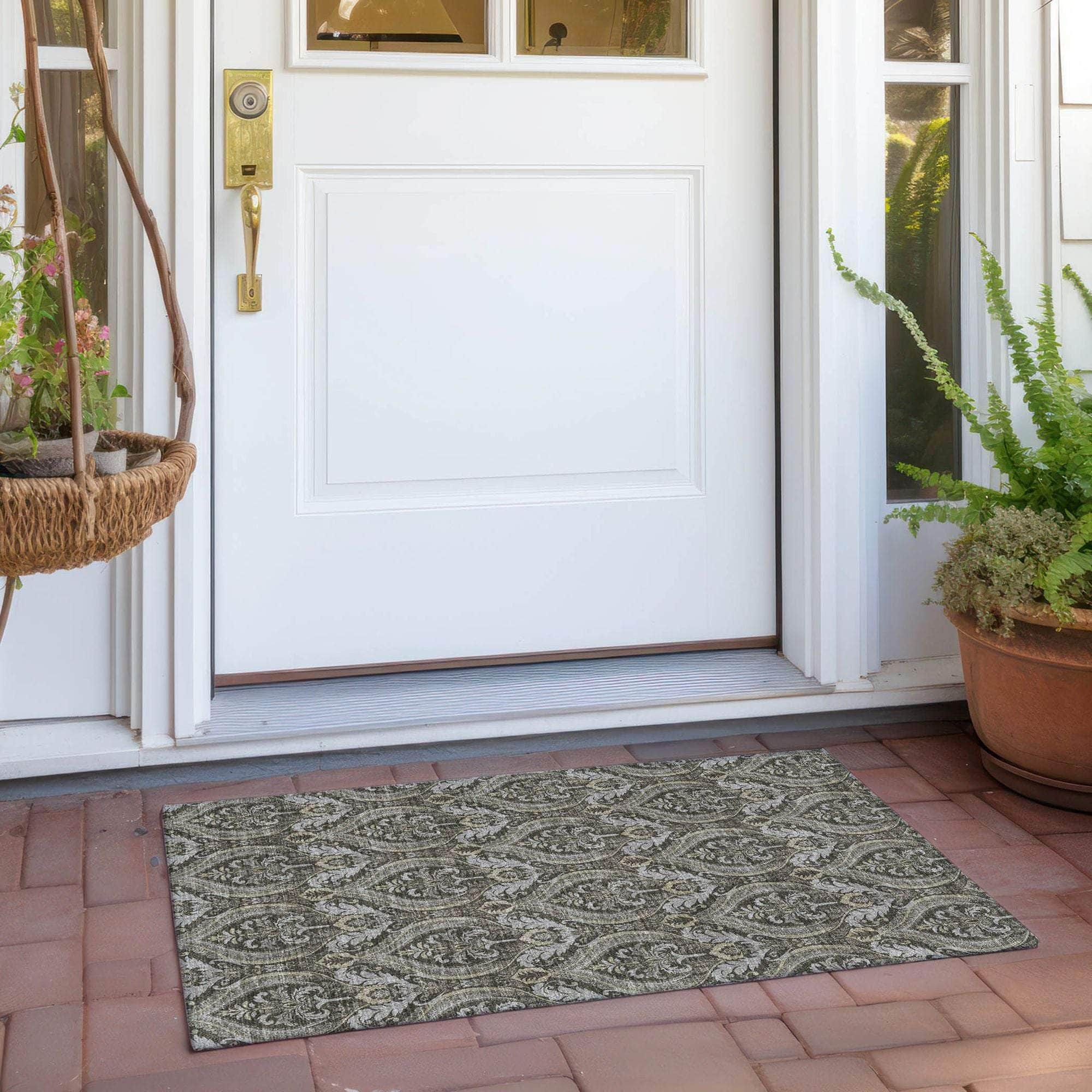 Machine Made ACN572 Taupe Brown Rugs