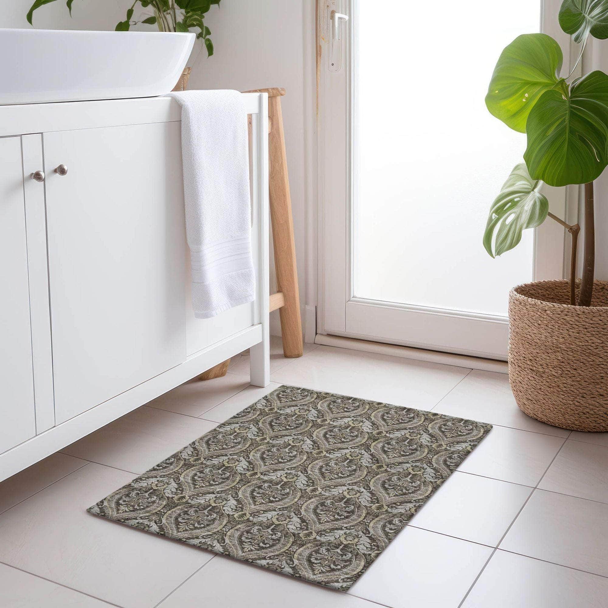 Machine Made ACN572 Taupe Brown Rugs