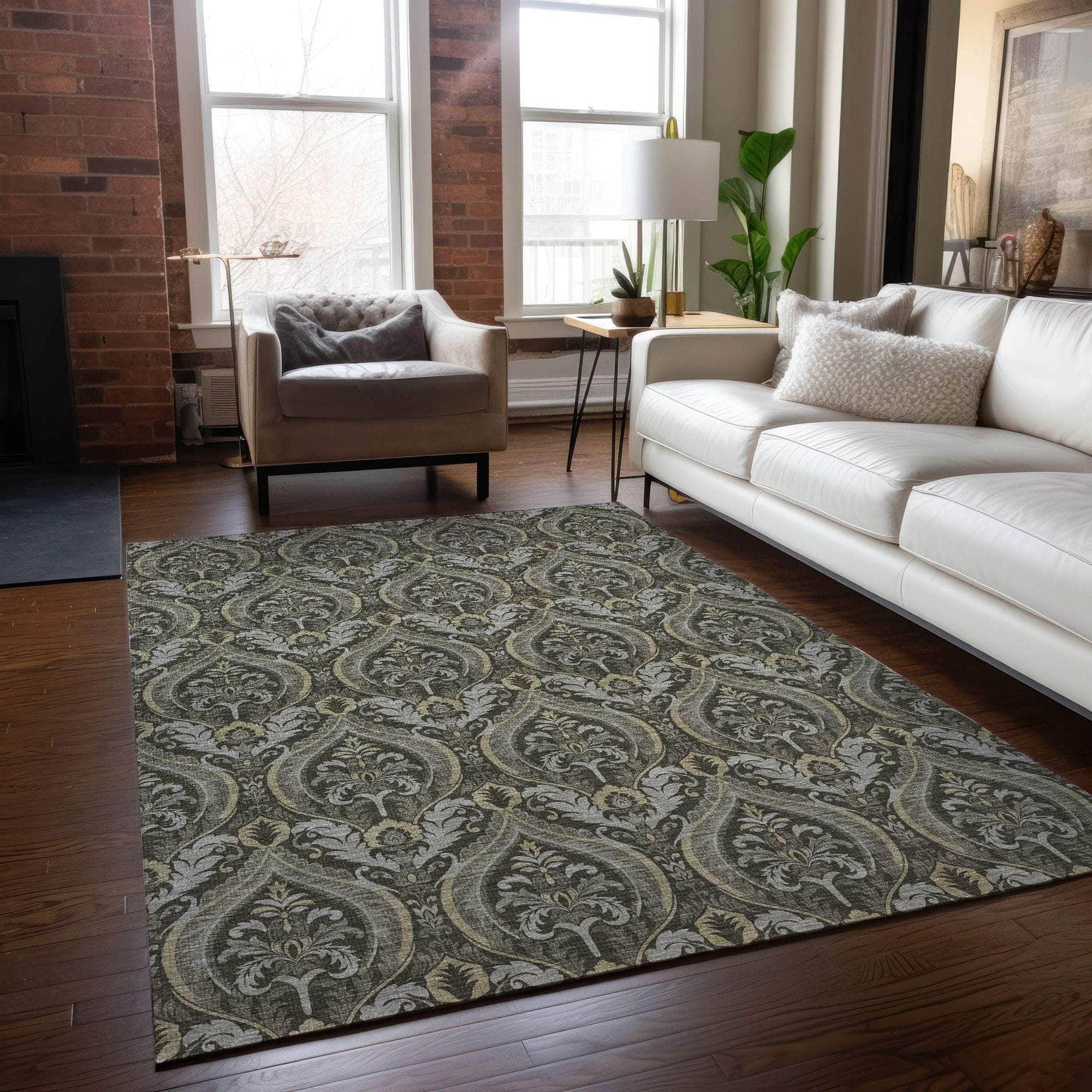 Machine Made ACN572 Taupe Brown Rugs