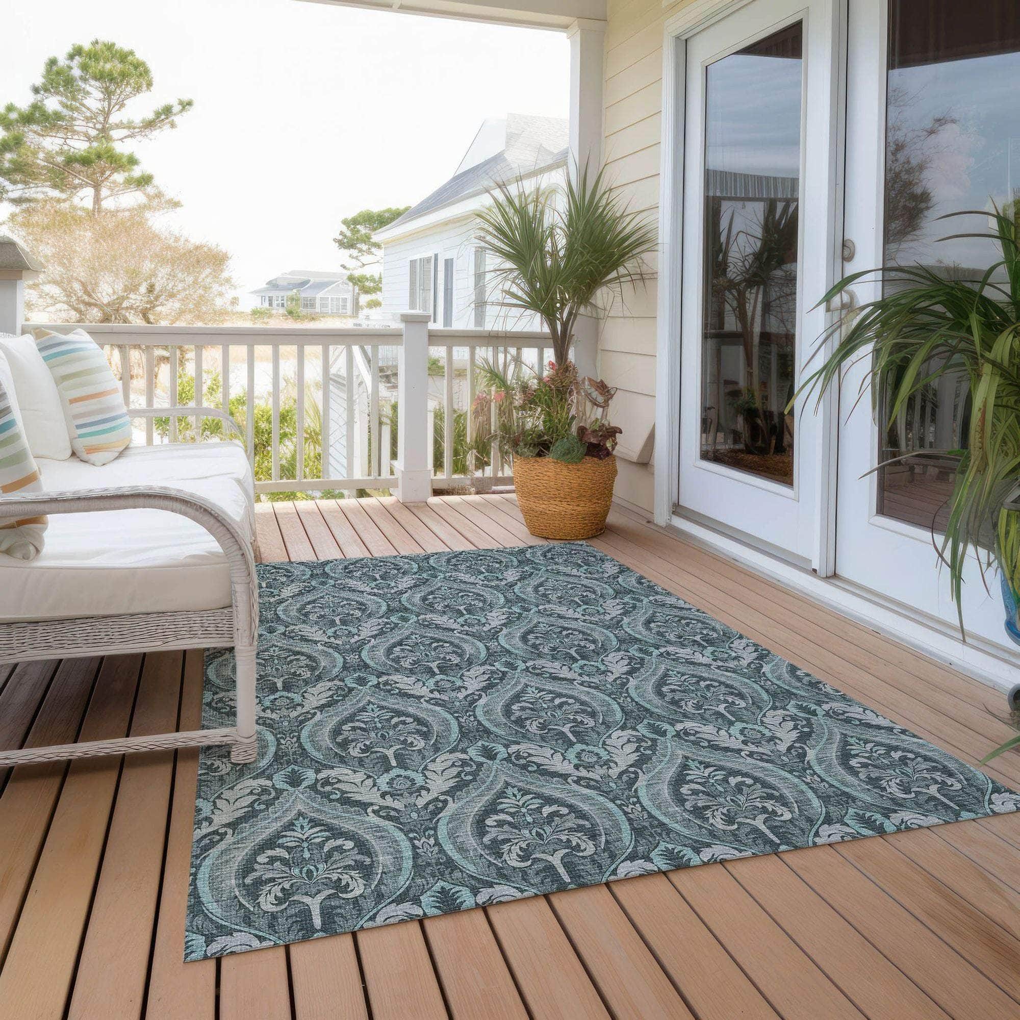 Machine Made ACN572 Teal Rugs